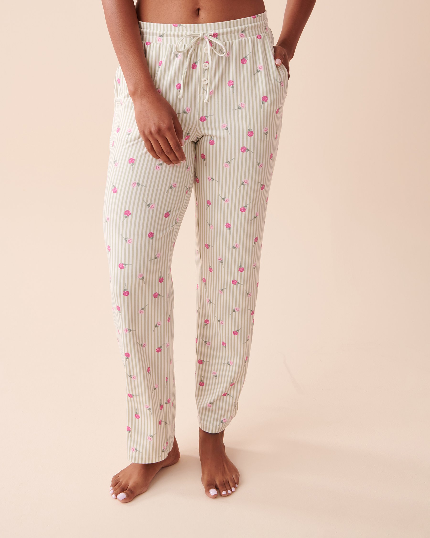 LA VIE EN ROSE Ditsy Floral Stripes Super Soft Pajama Pants Ditsy Floral Stripes 40200525 - View1
