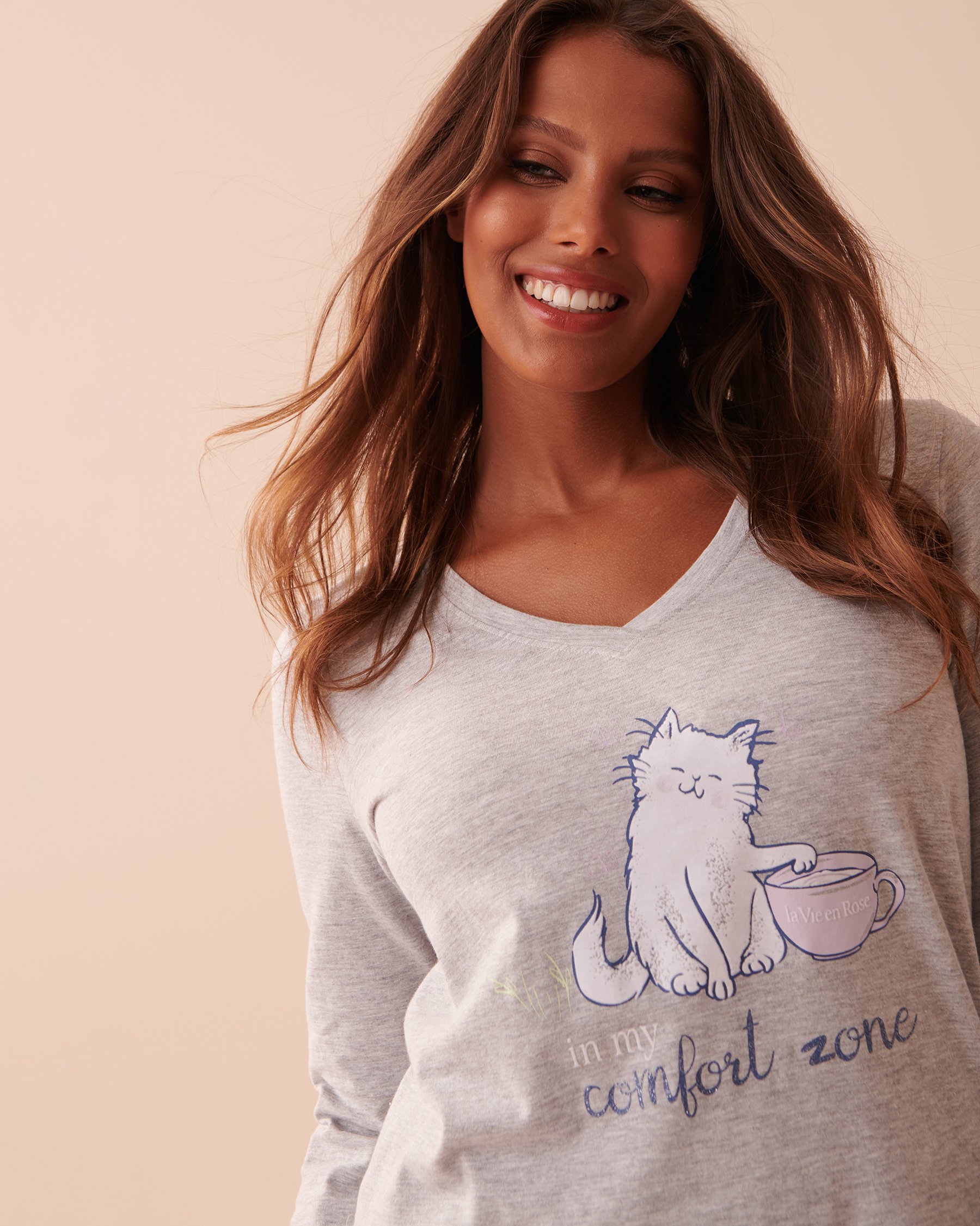 LA VIE EN ROSE Chandail manches longues Gris poudré 40100542 - View3