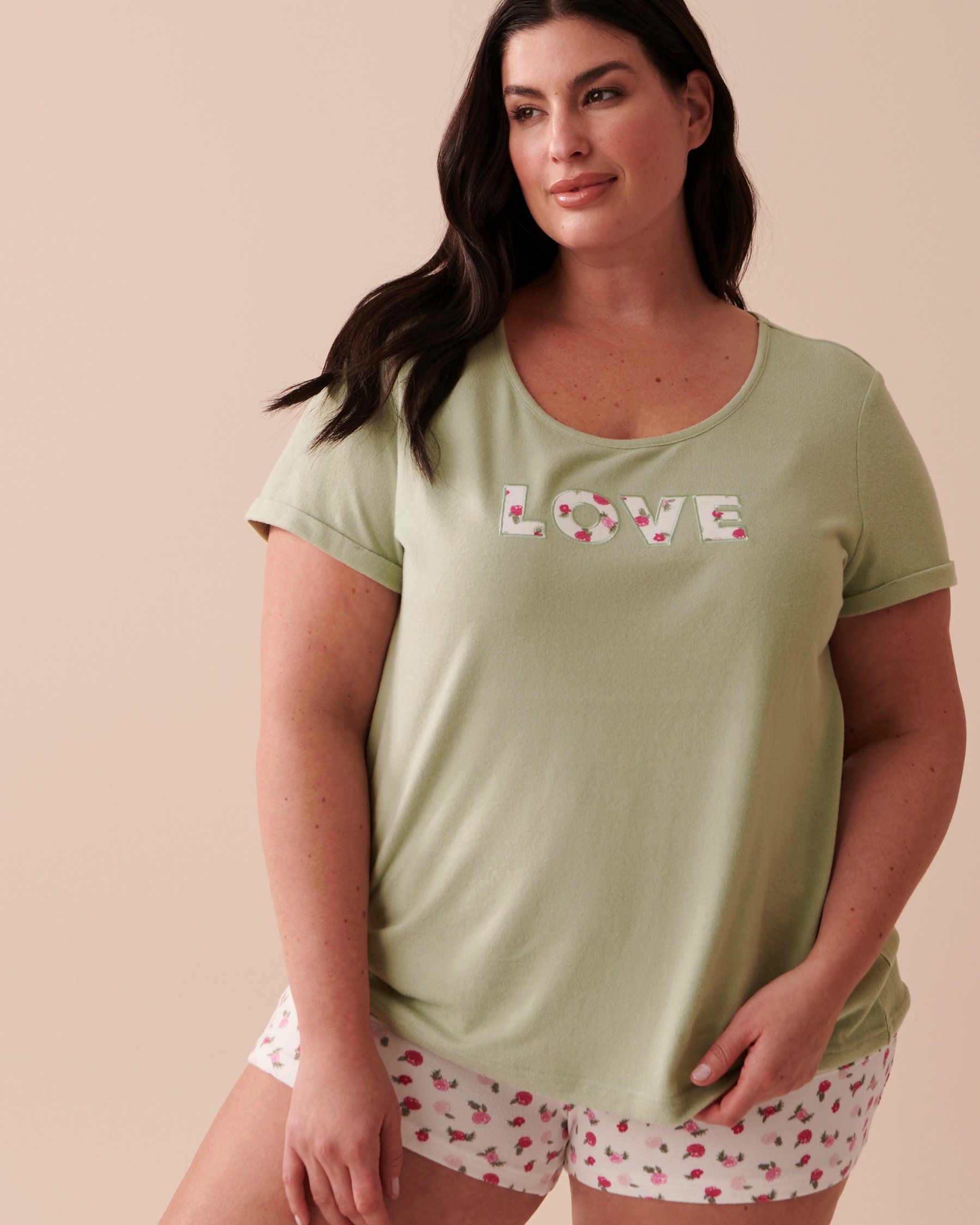 LA VIE EN ROSE Recycled Fibers Crew Neck T-shirt Soothing Sage 40100529 - View1