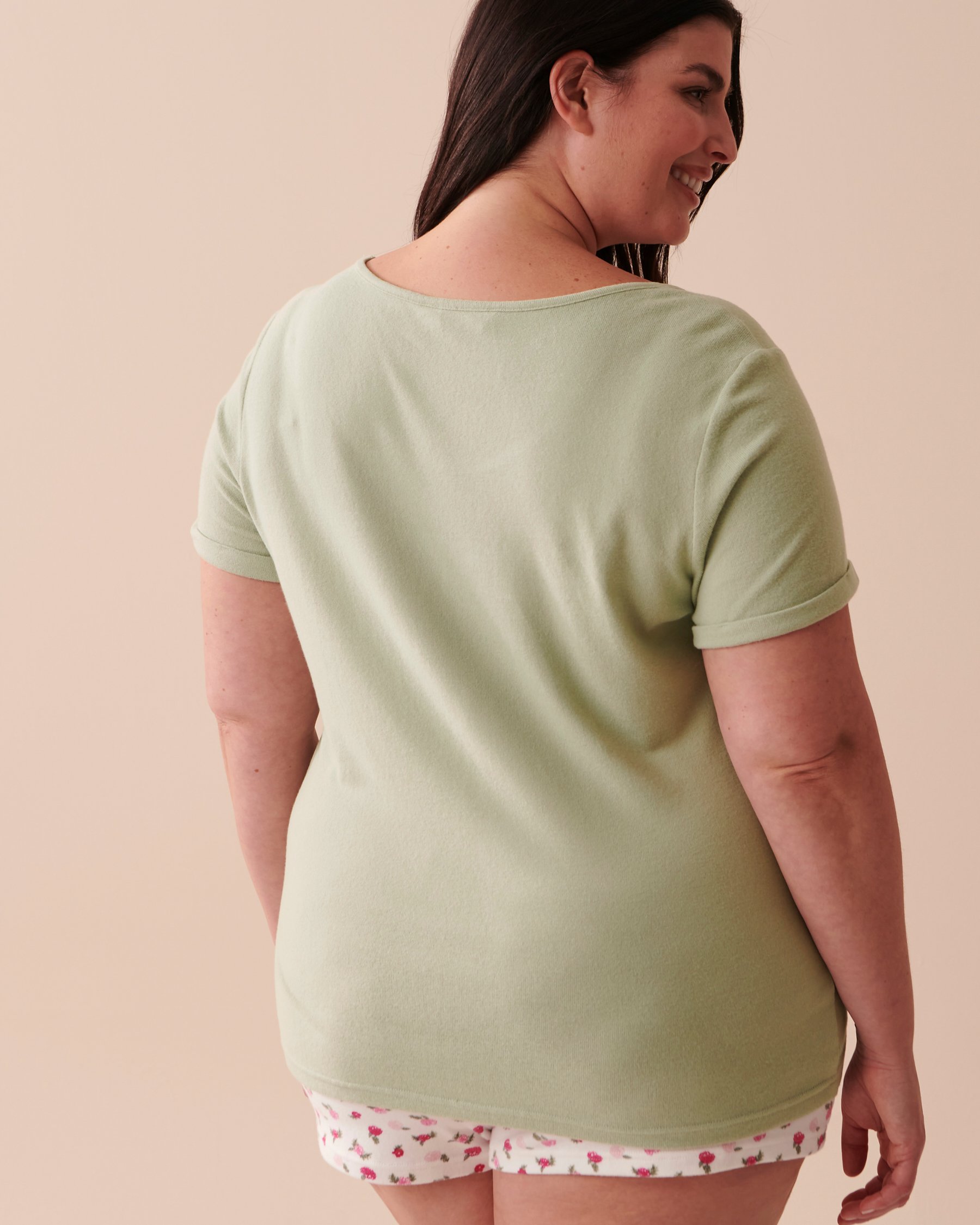 LA VIE EN ROSE Recycled Fibers Crew Neck T-shirt Soothing Sage 40100529 - View2