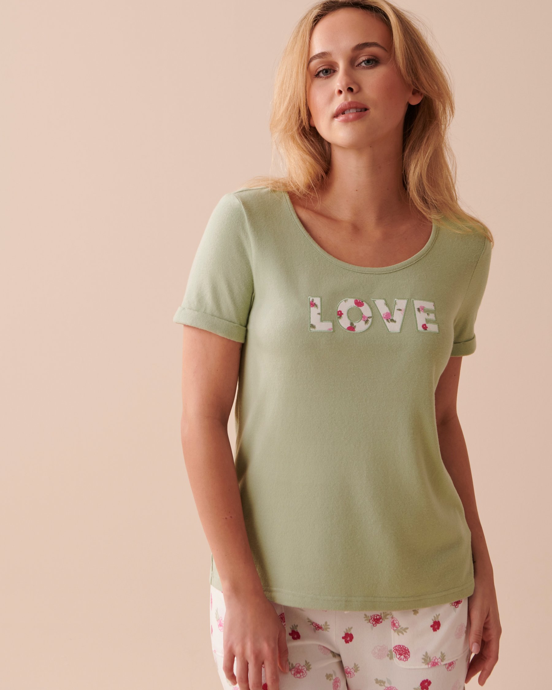 LA VIE EN ROSE Recycled Fibers Crew Neck T-shirt Soothing Sage 40100529 - View4