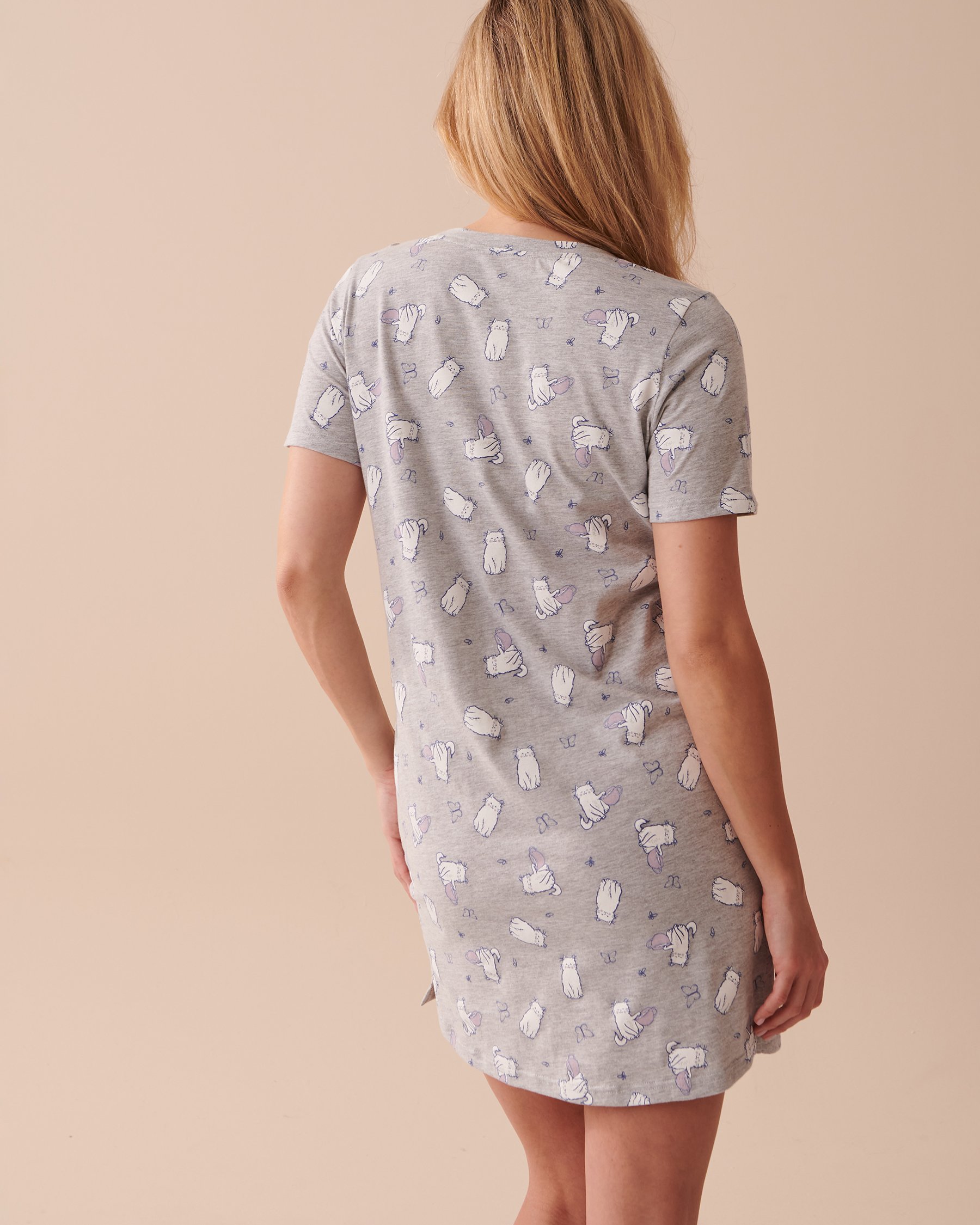 LA VIE EN ROSE Short Sleeve Sleepshirt Cats and Butterflies 40500333 - View2