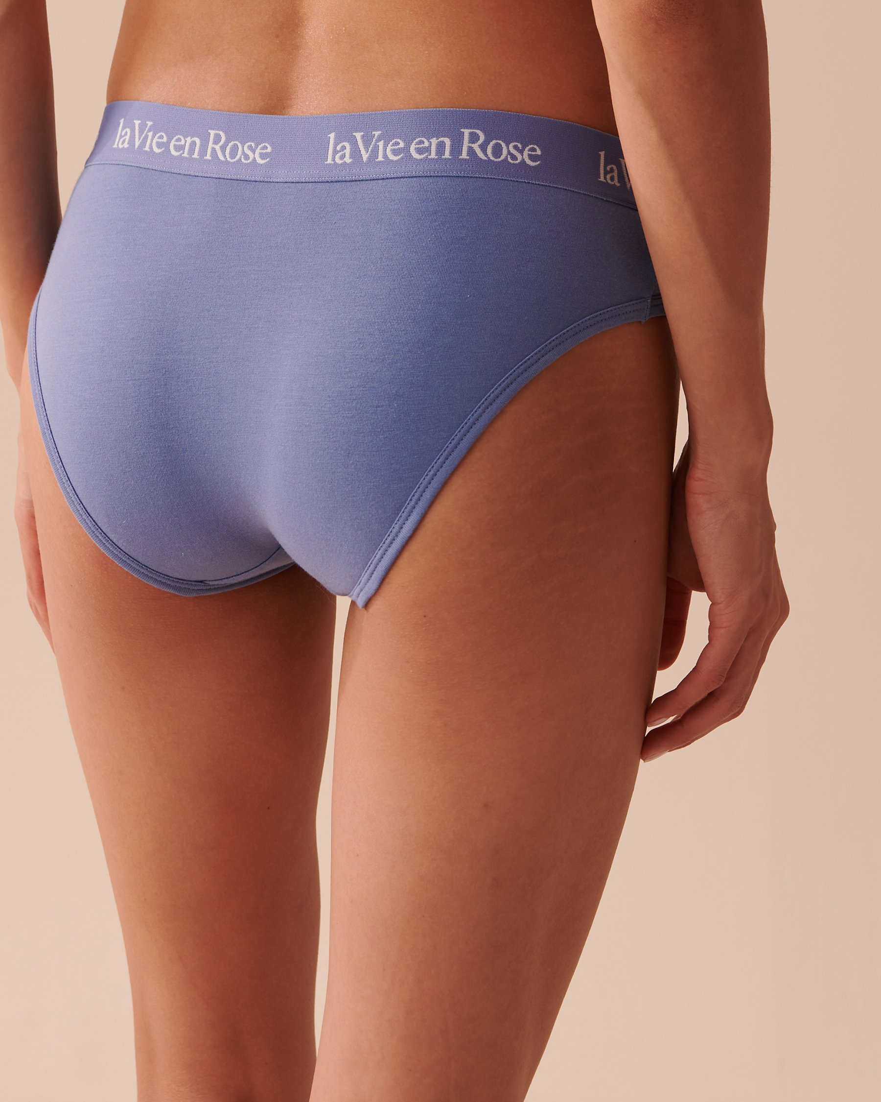 LA VIE EN ROSE Culotte bikini coton et bande élastique logo Bleu délicat 20100399 - Voir2