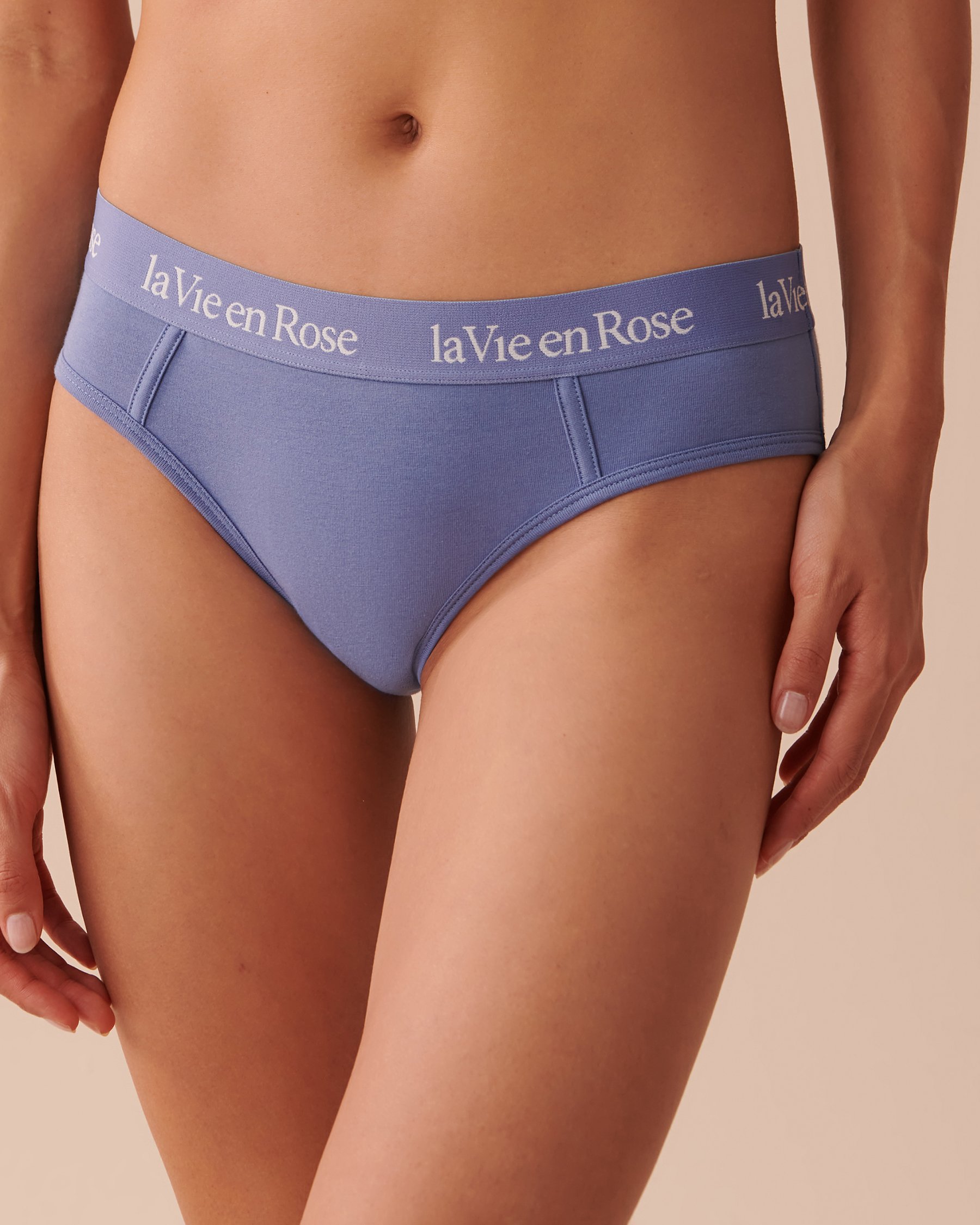LA VIE EN ROSE Culotte bikini coton et bande élastique logo Bleu délicat 20100399 - Voir3