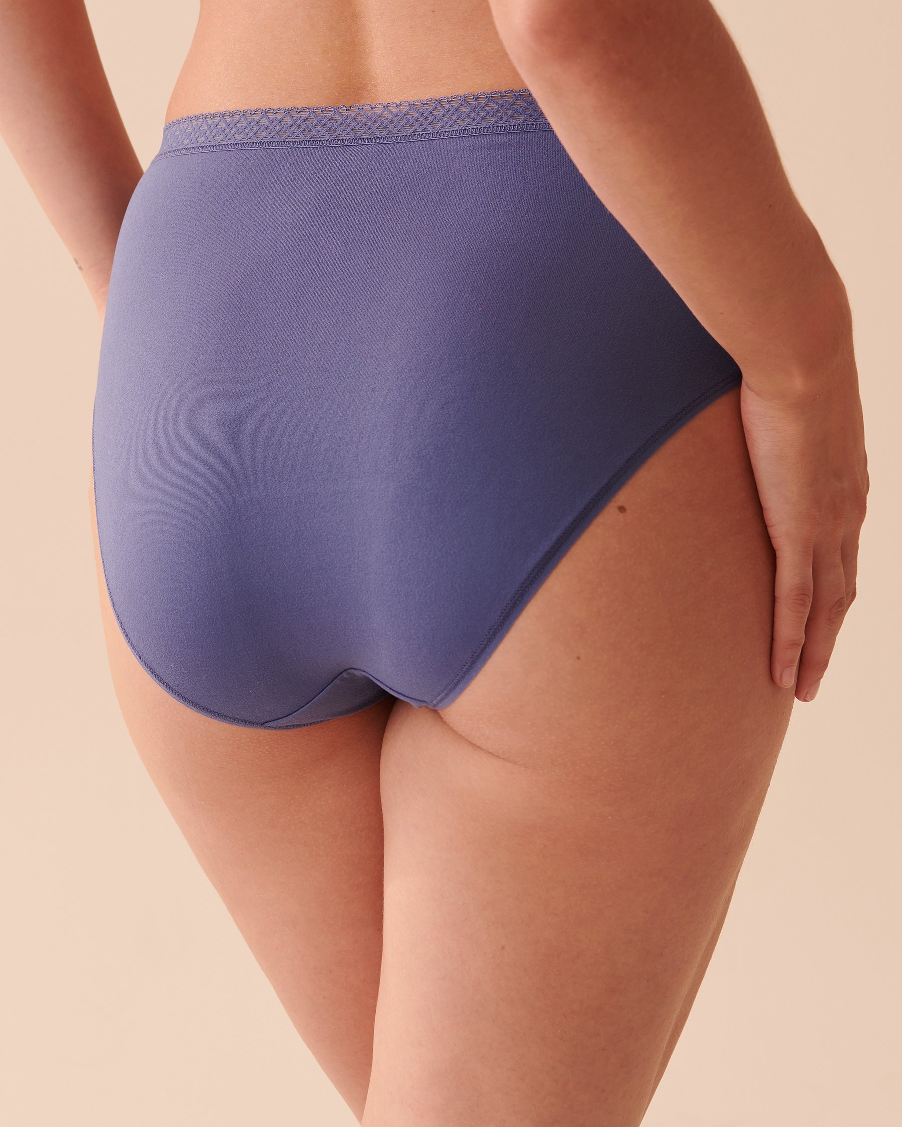 LA VIE EN ROSE Super Soft Lace Detail High Waist Bikini Panty Grey Blue 20100405 - View2