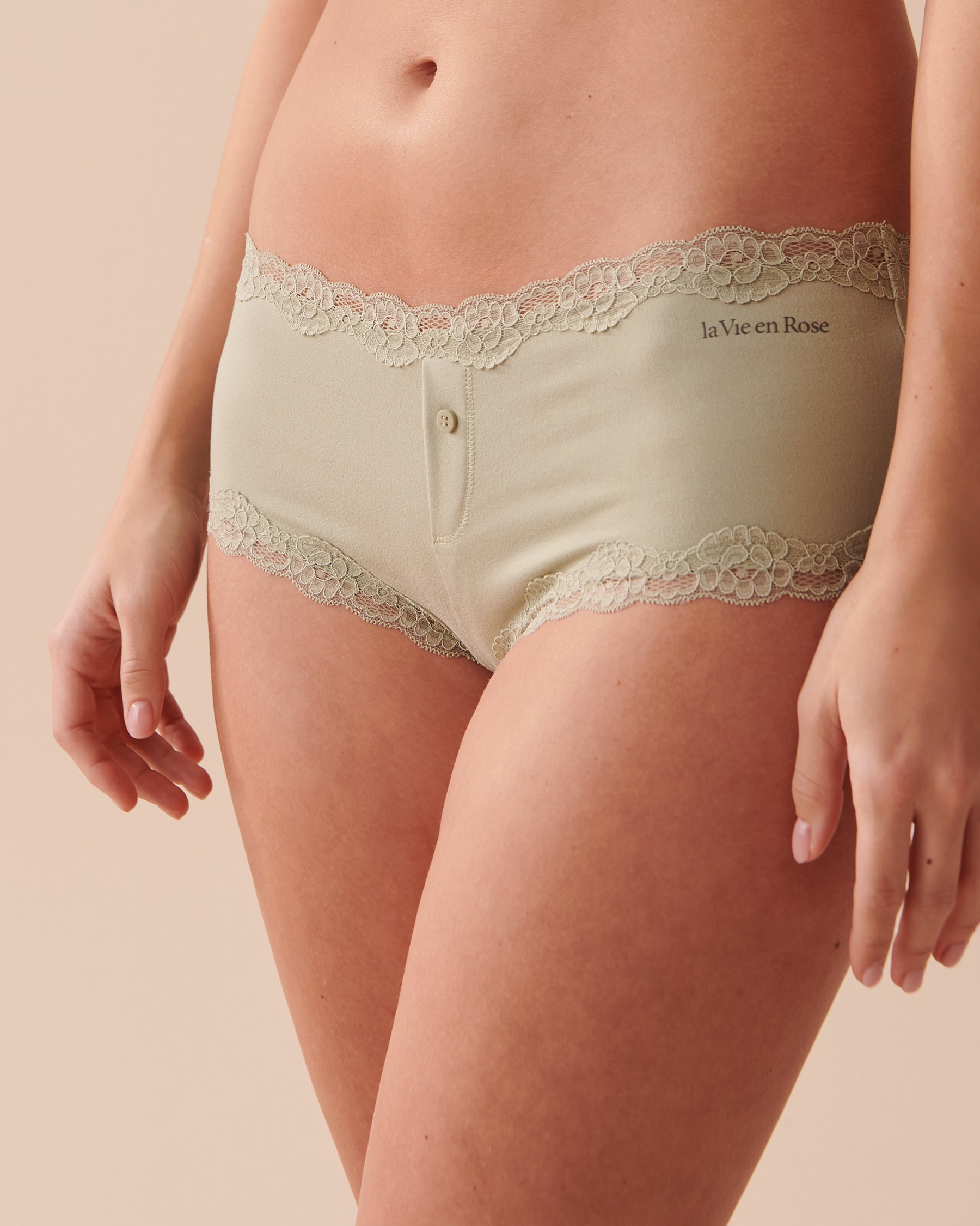 LA VIE EN ROSE Super Soft Lace Detail Boyleg Panty Soothing Sage 20100407 - View3