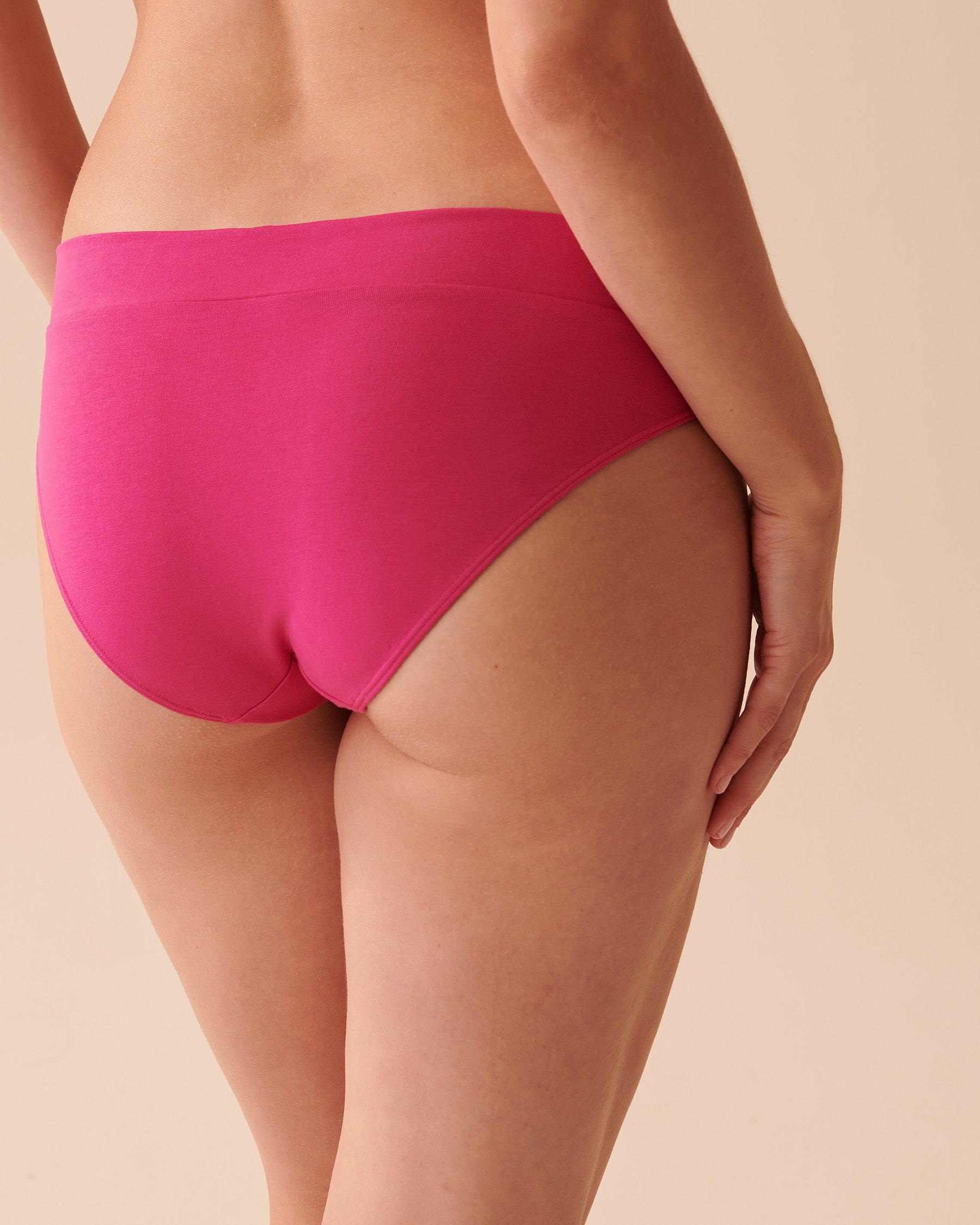 LA VIE EN ROSE Culotte bikini en coton Rose intense 20100413 - View2
