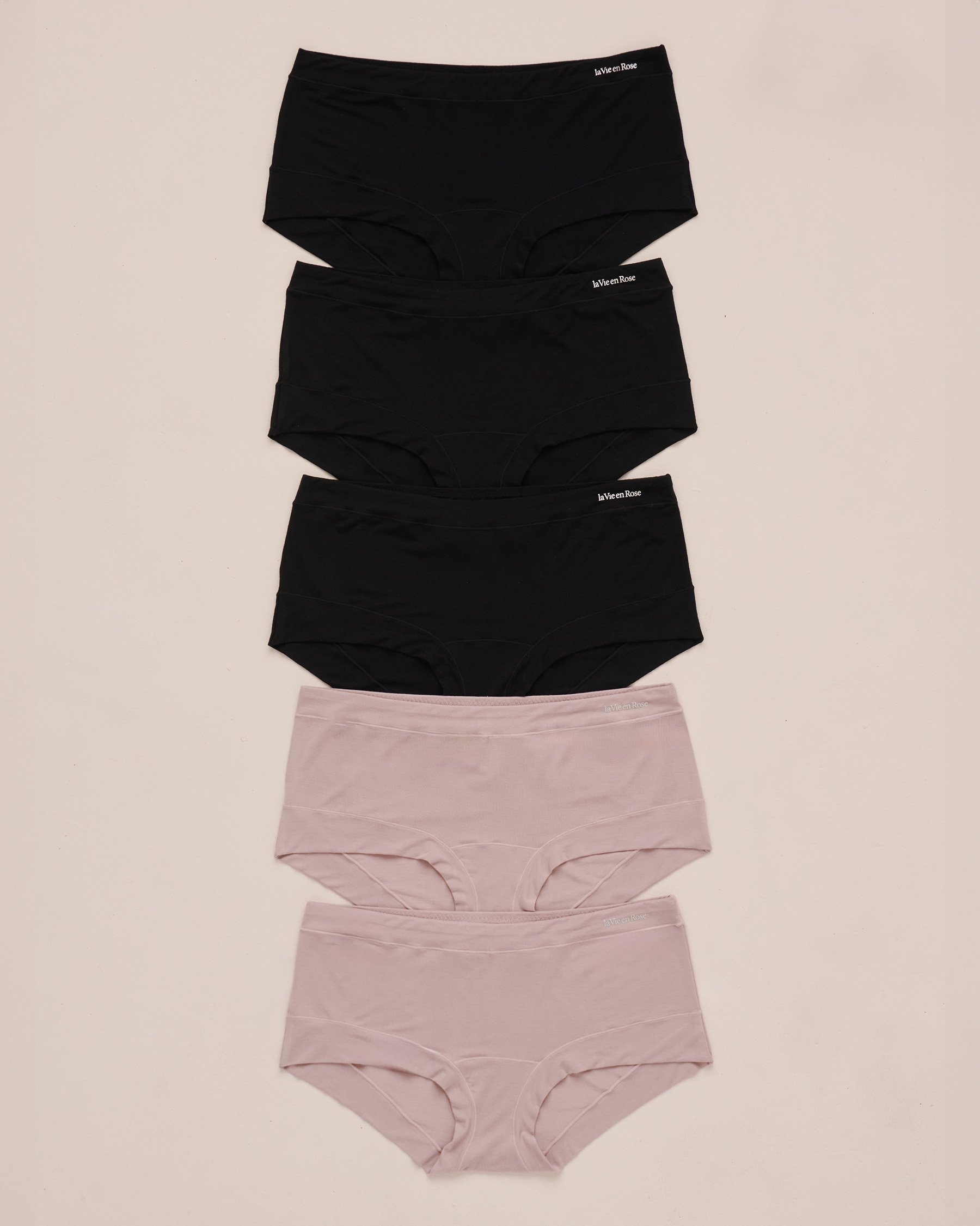 LA VIE EN ROSE Lot de 5 culottes garçonne en modal Black/Ombre grise 20200450 - Voir1