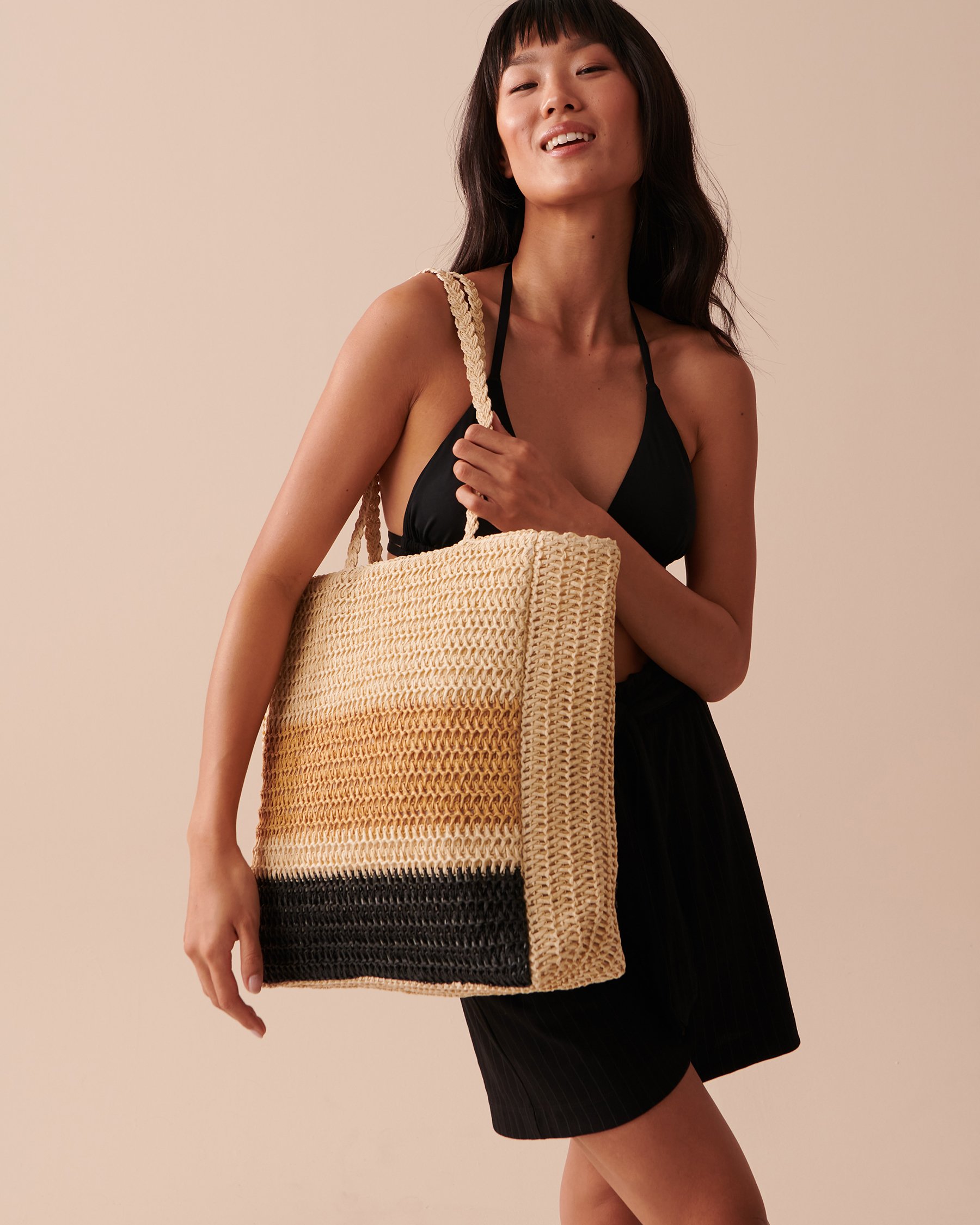 LA VIE EN ROSE AQUA Sac en paille rayé Paille rayée 80500095 - Voir1