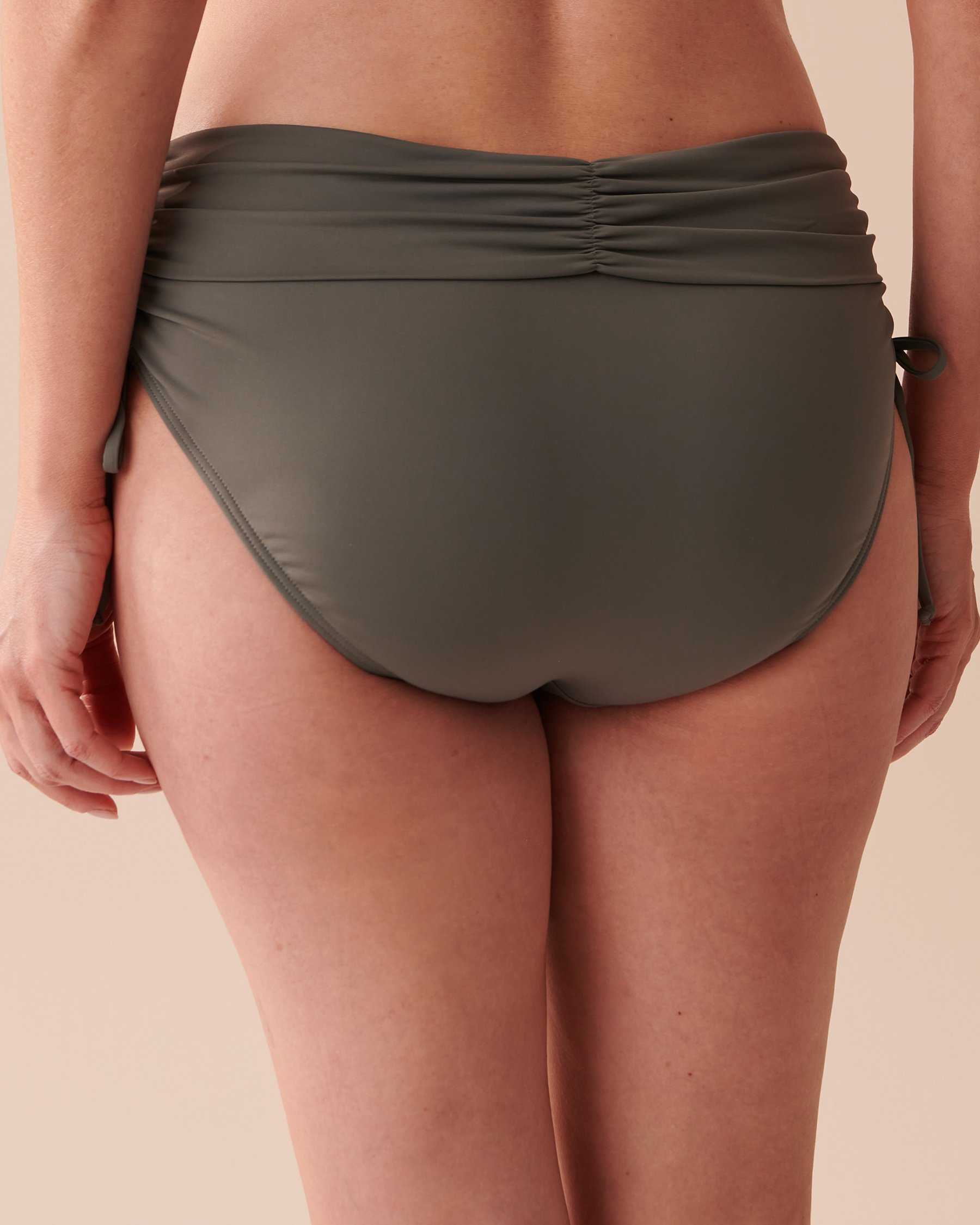 LA VIE EN ROSE AQUA KHAKI GREY Shirred High Waist Bikini Bottom Khaki Grey 70300519 - View4