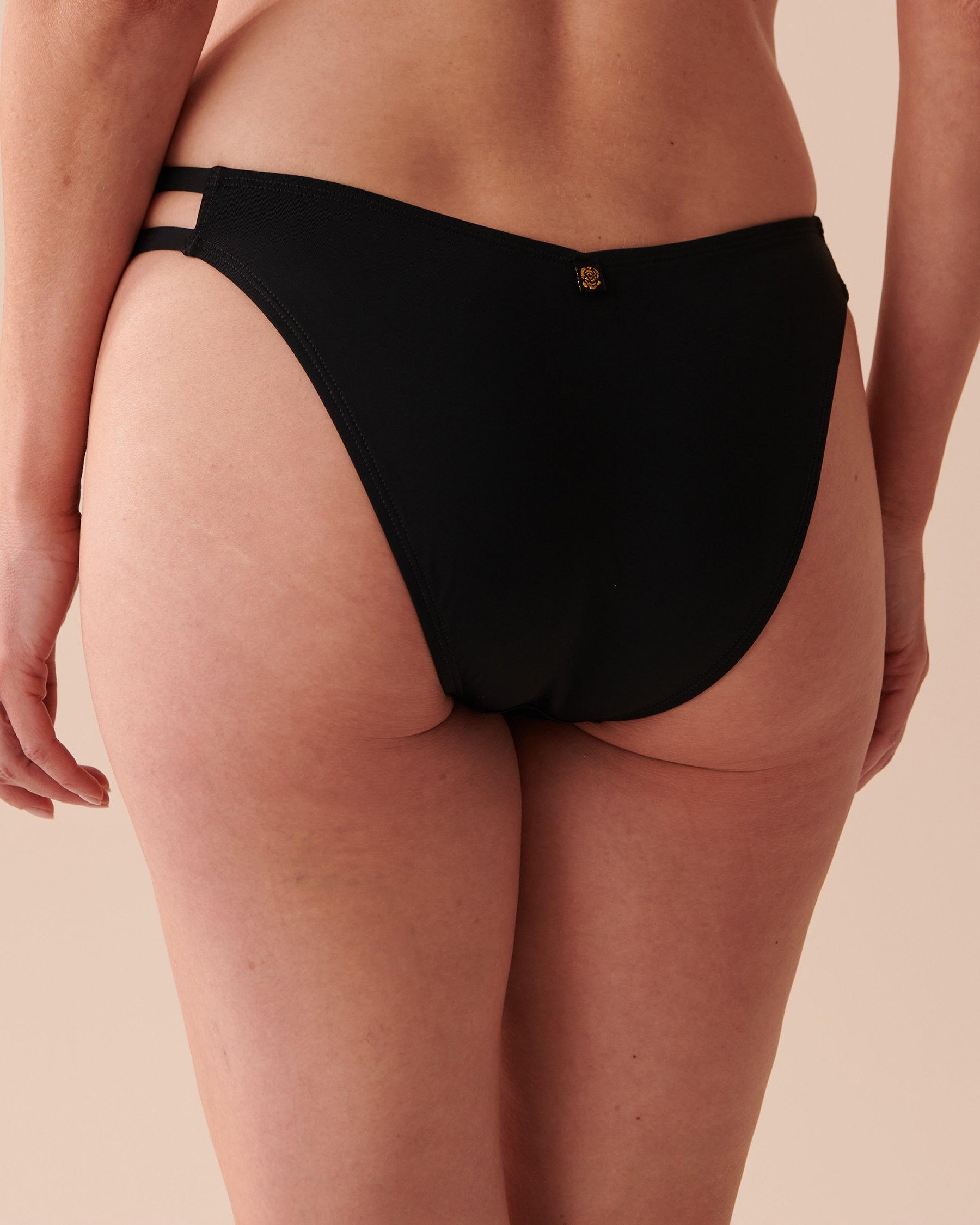 LA VIE EN ROSE AQUA BLACK Strappy Side Brazilian Bikini Bottom Black 70300529 - View2