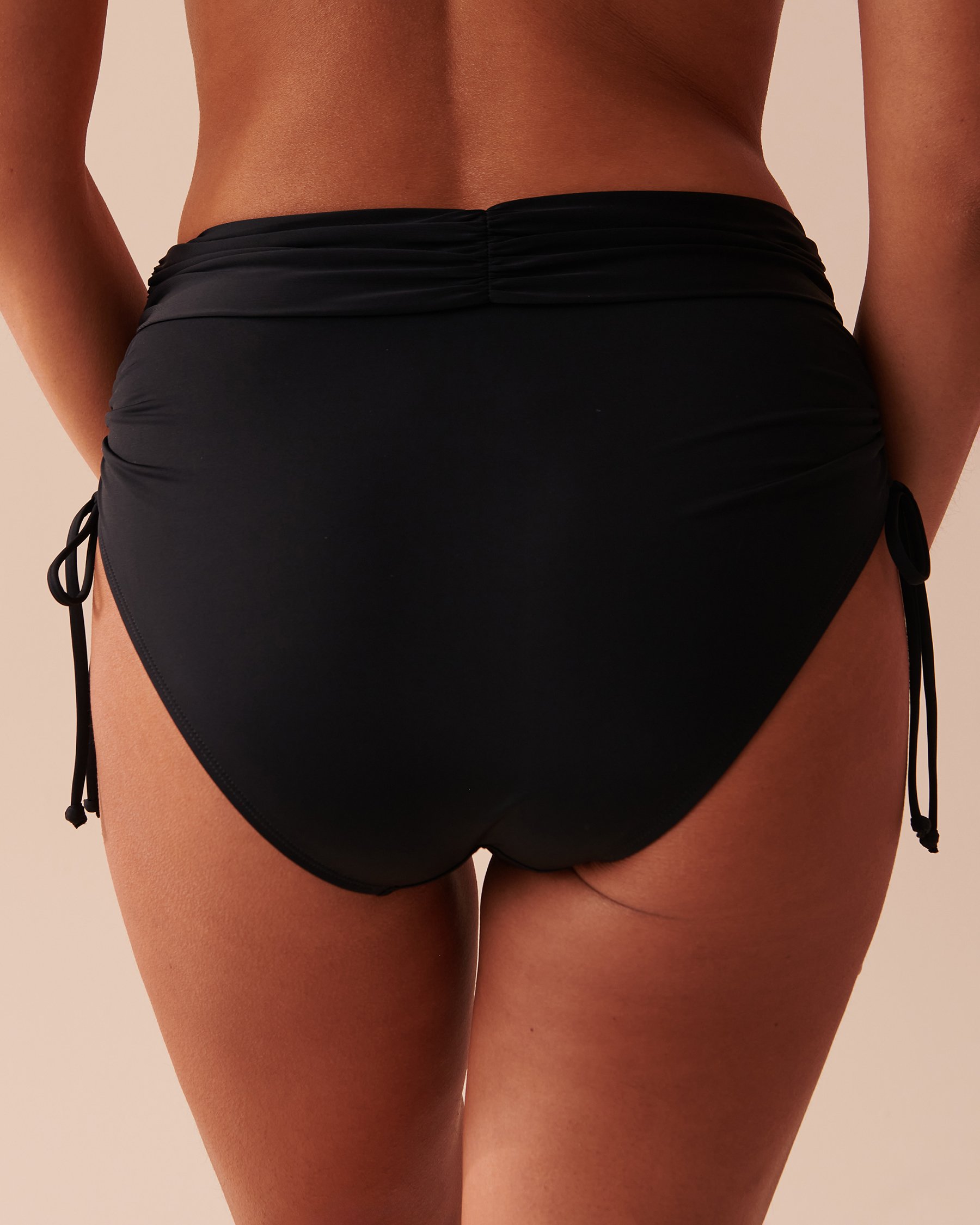 LA VIE EN ROSE AQUA BLACK Side Tie High Waist Bikini Bottom Black 70300532 - View5