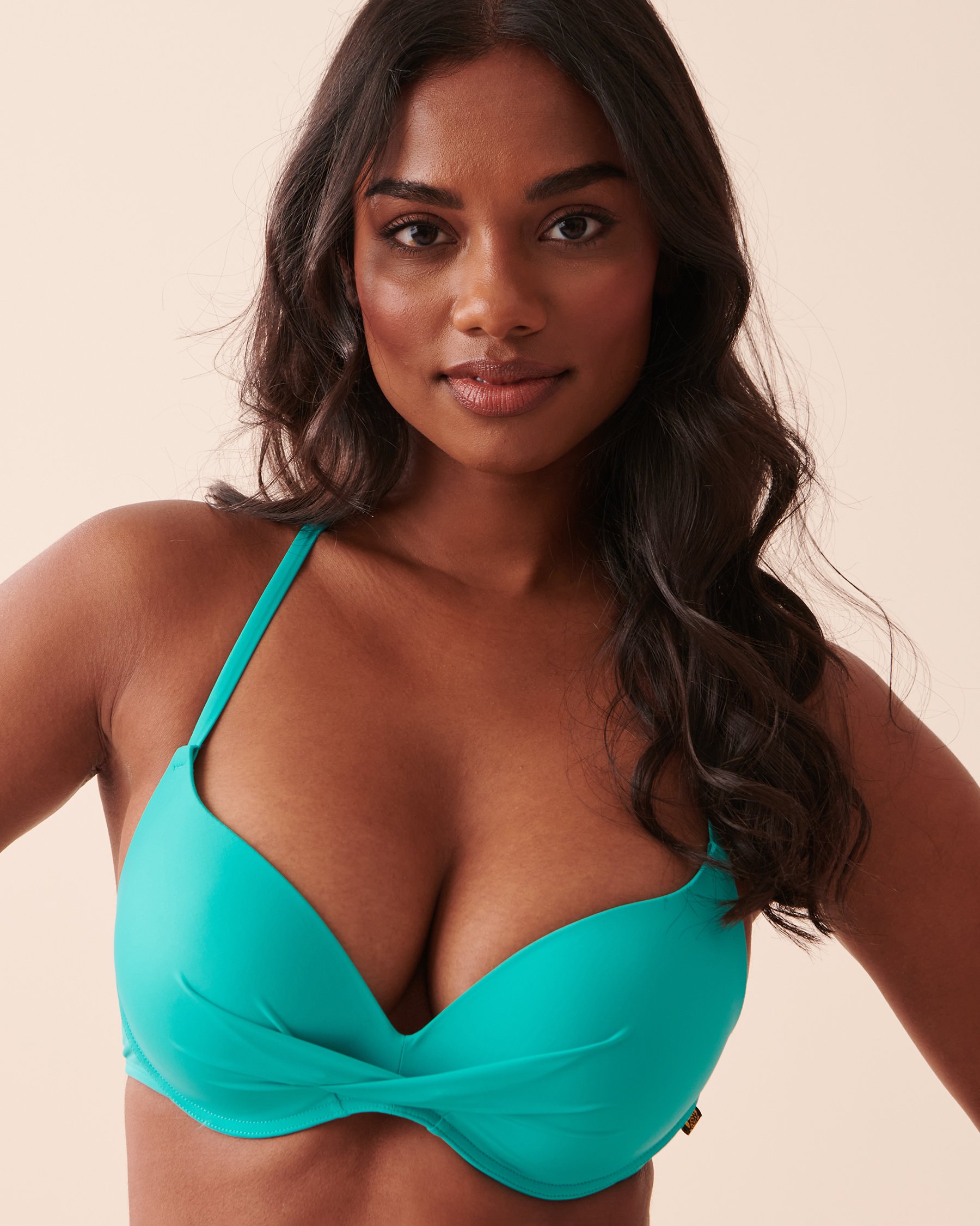 LA VIE EN ROSE AQUA BLUE WAVE Wireless Push-up Bikini Top Turquoise 70100552 - View3