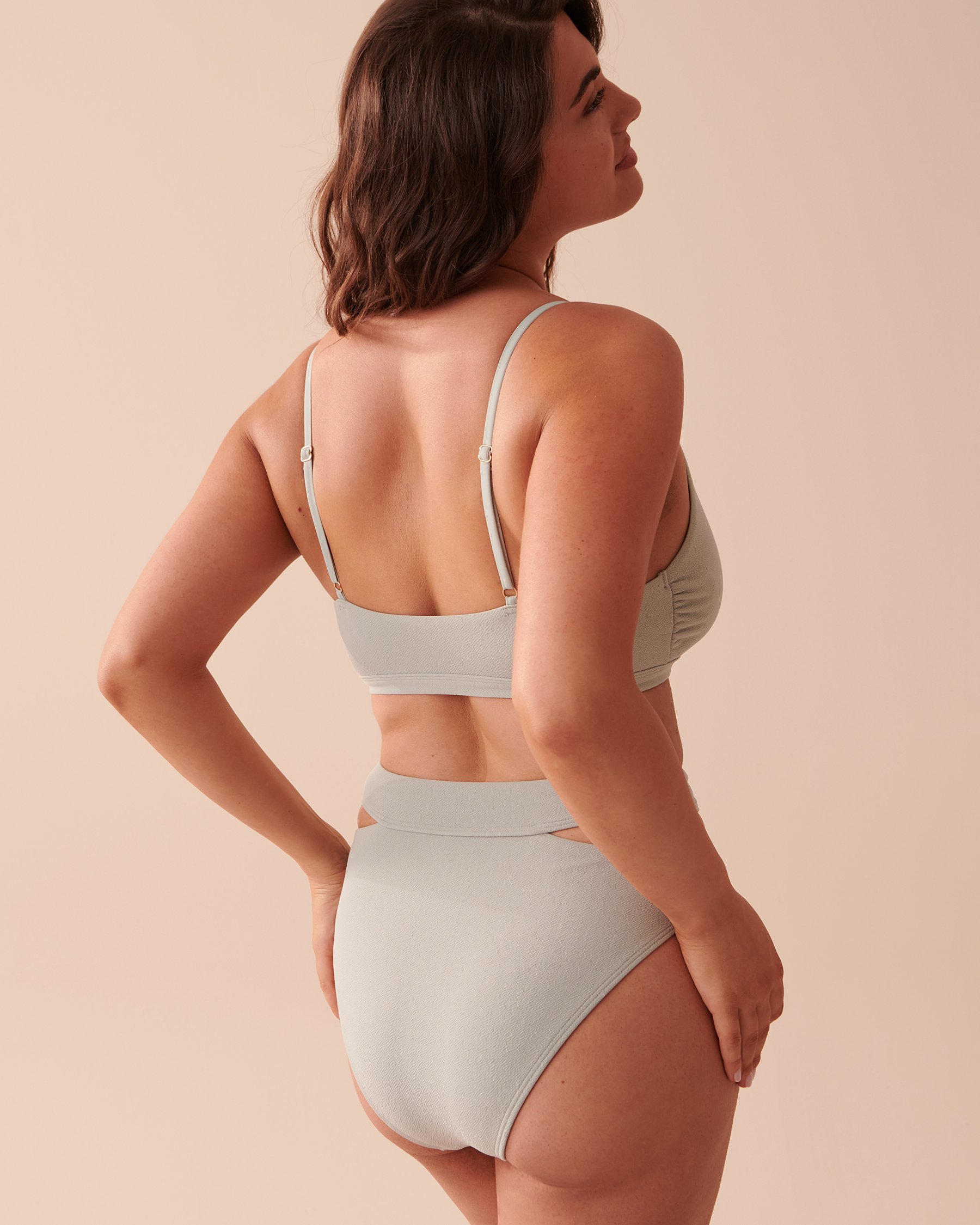 TROPIK TEXTURED Recycled Fibers Bralette Bikini Top Light Green Grey 70100557 - View2