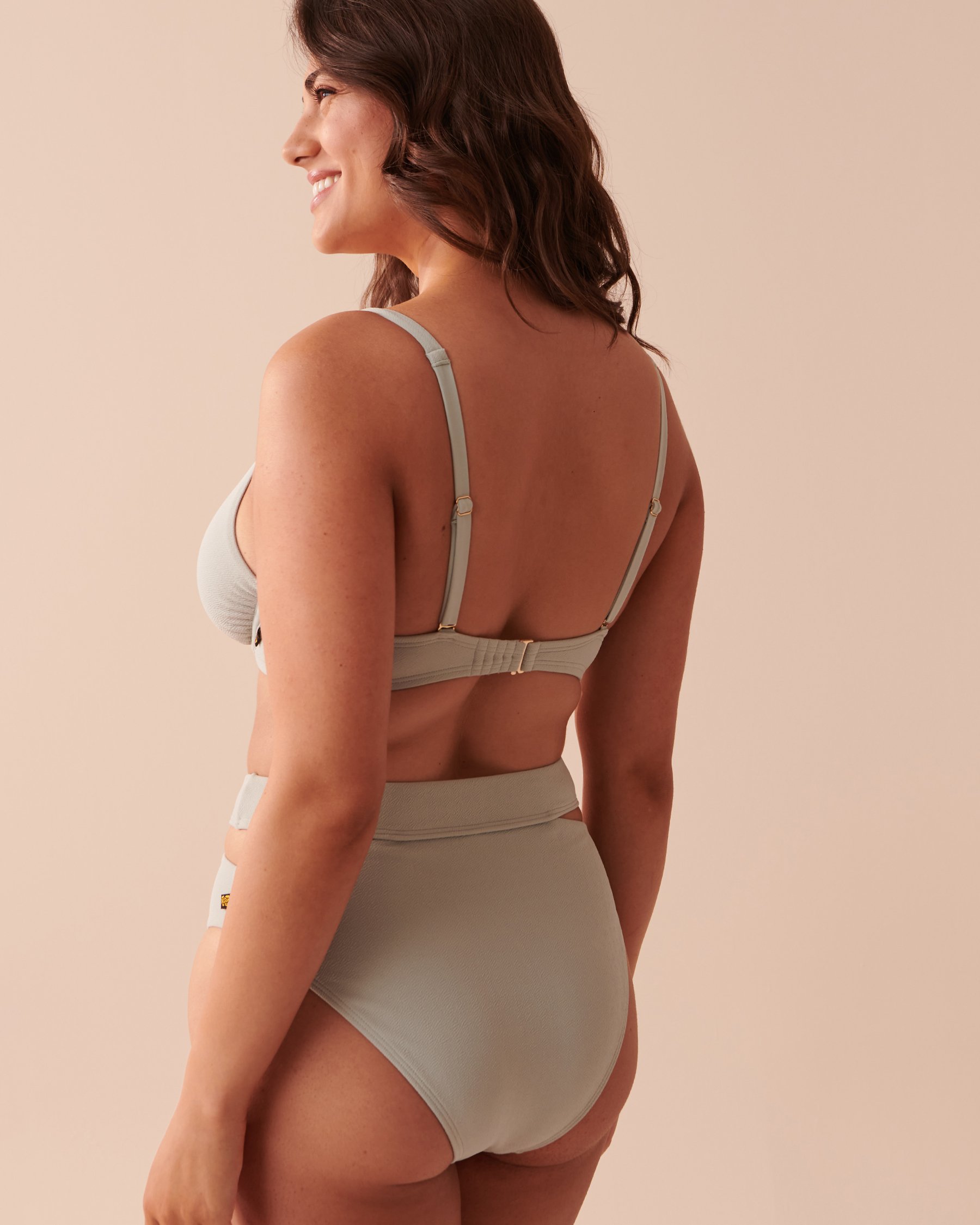 TROPIK TEXTURED Recycled Fibers Triangle Bikini Top Light Green Grey 70100558 - View2