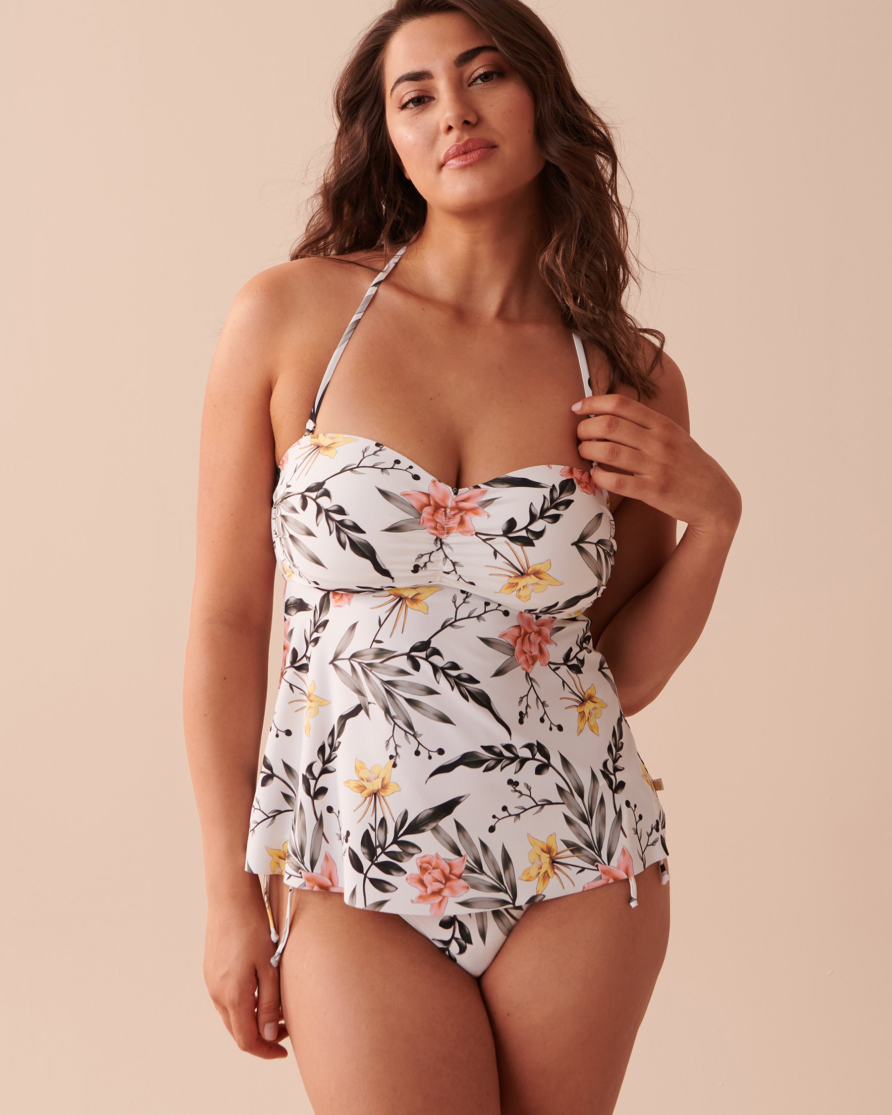 LA VIE EN ROSE AQUA Haut tankini bandeau TROPICAL Fleurs tropicales blanches 70100549 - View1