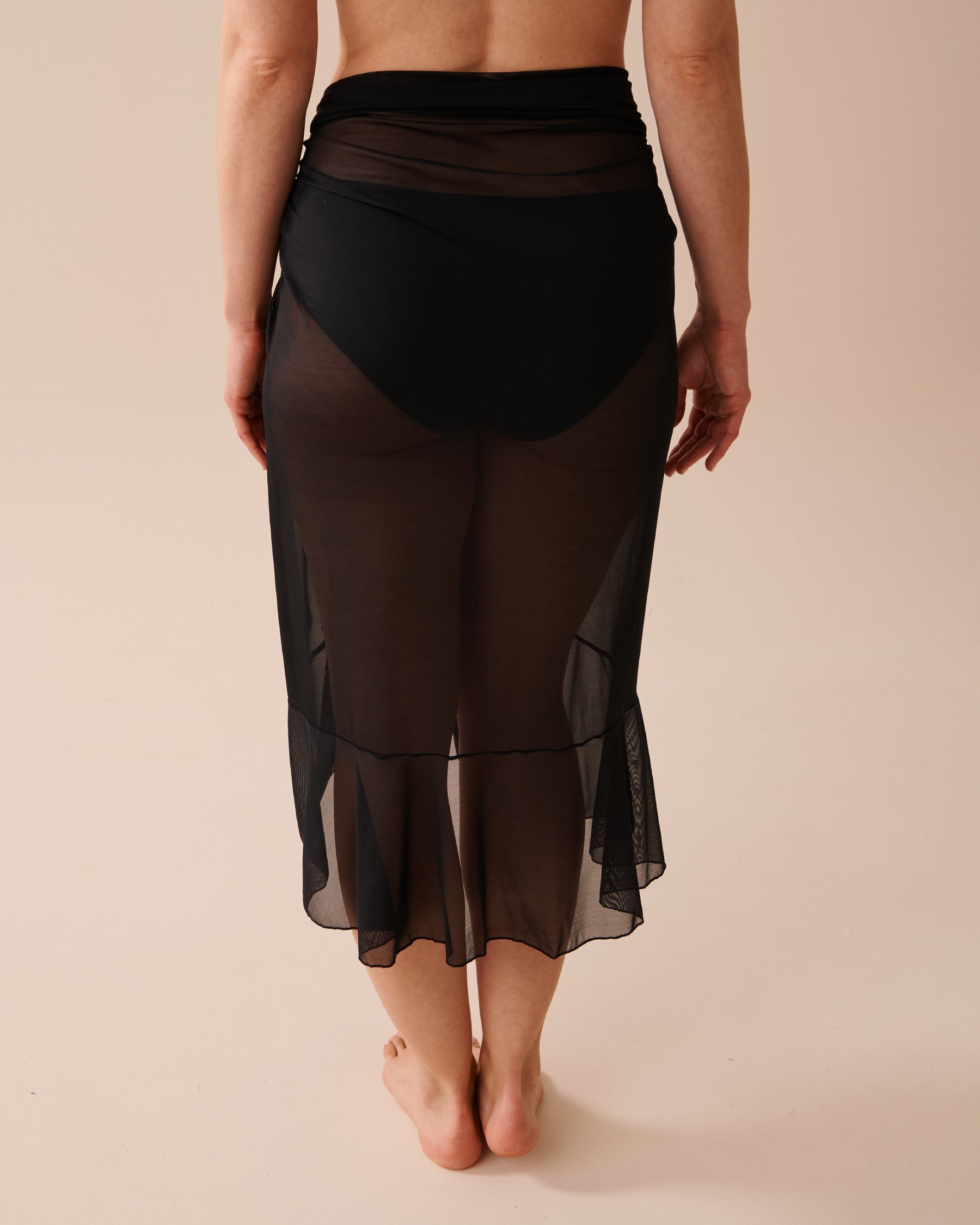 LA VIE EN ROSE AQUA Ruffle Mesh Pareo Black 80200046 - View2
