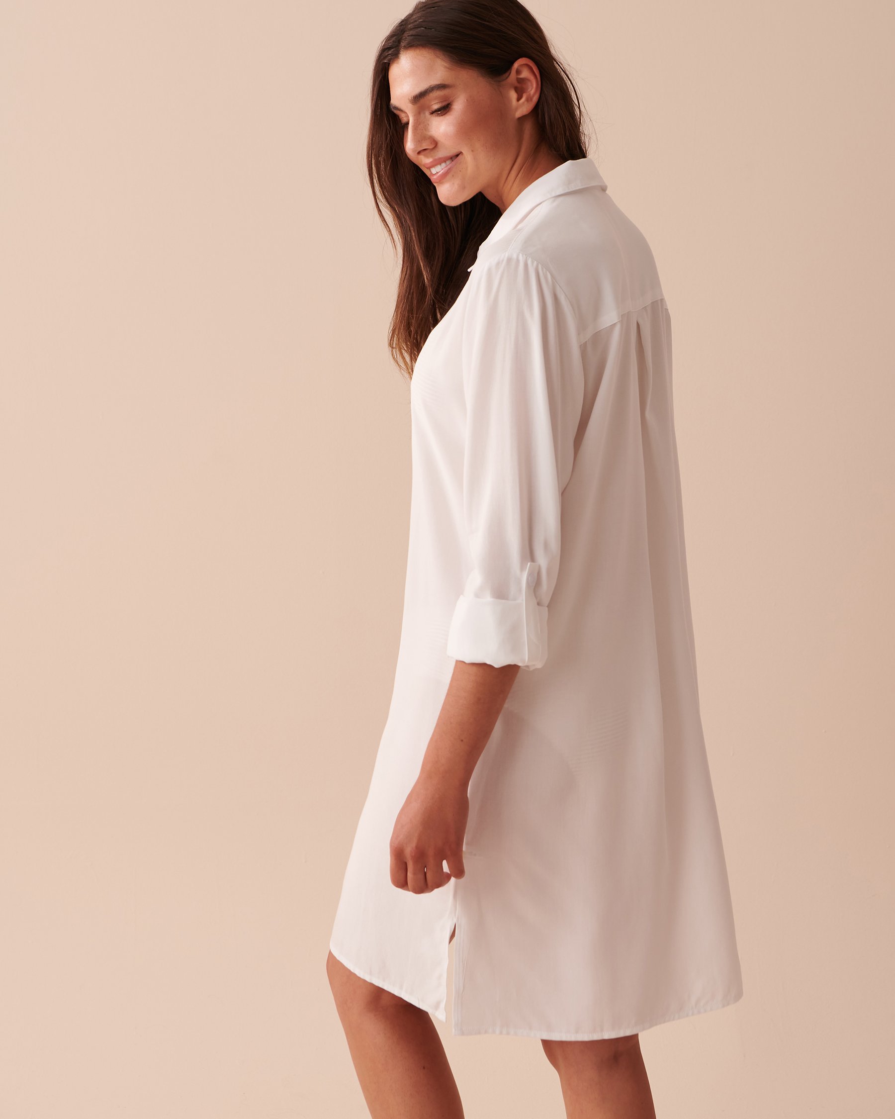 LA VIE EN ROSE AQUA Long Button-down Tunic Bright White 80400051 - View3