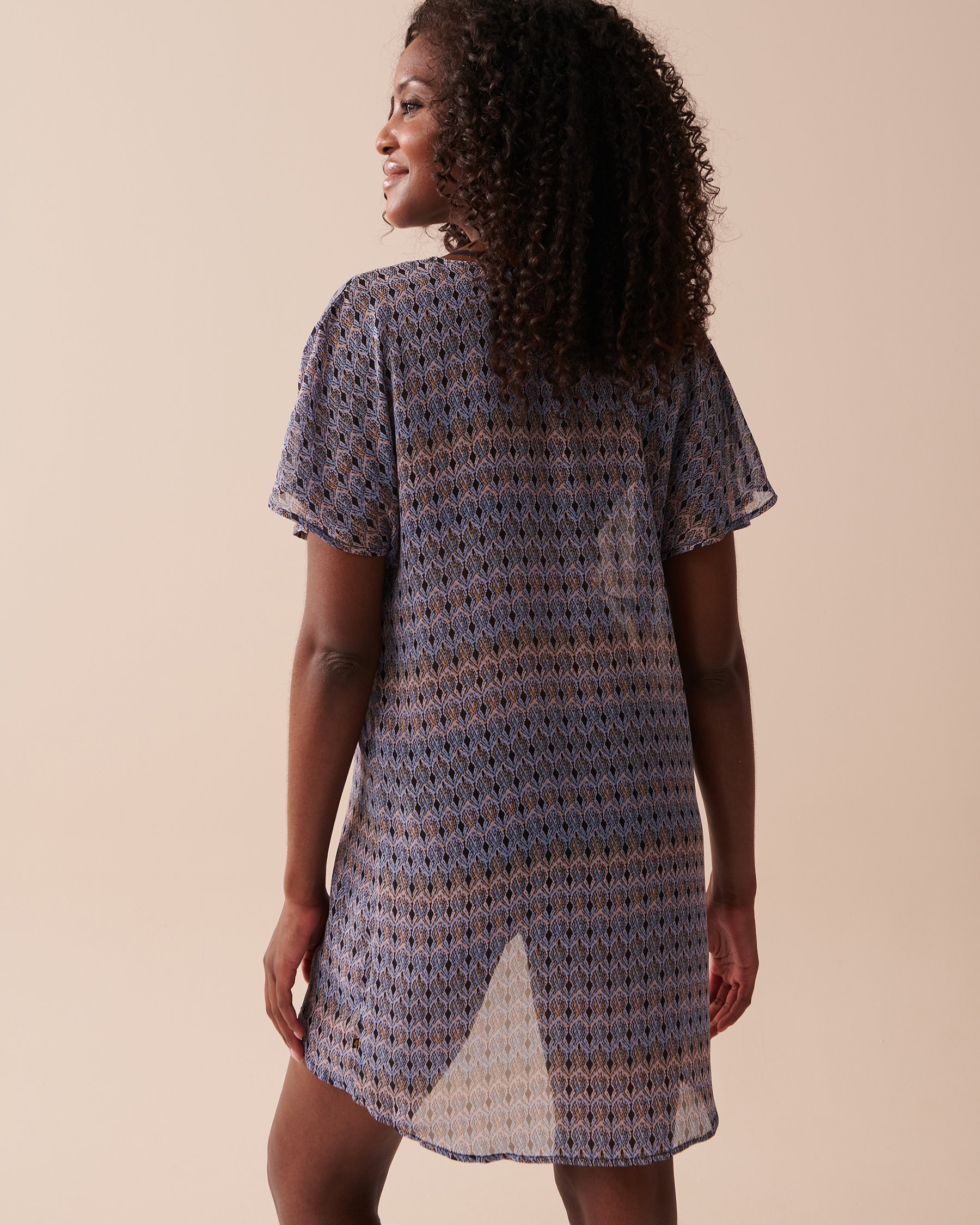 LA VIE EN ROSE AQUA Tunique en chiffon Mosaïque bleue claire 80400050 - Voir2