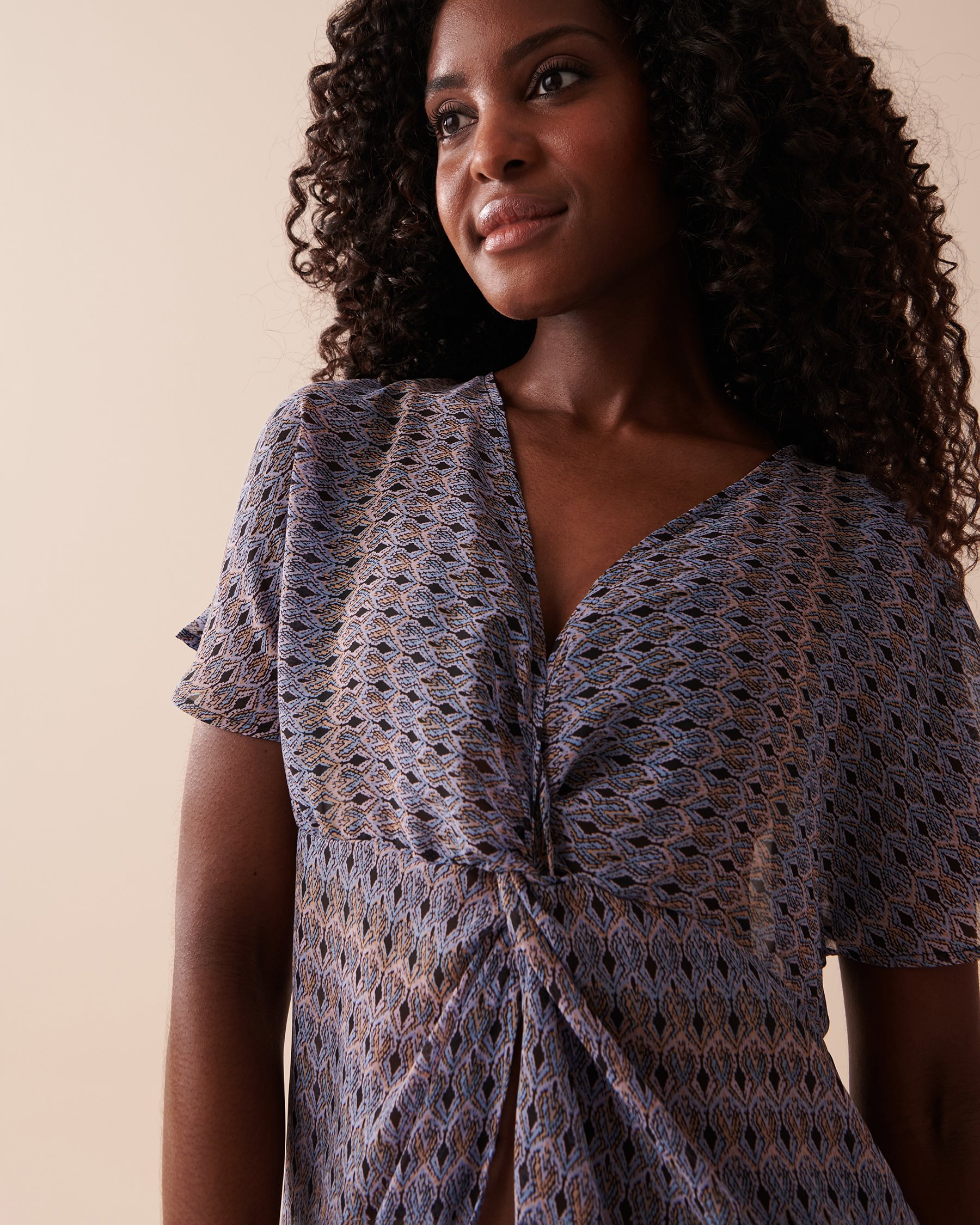 LA VIE EN ROSE AQUA Tunique en chiffon Mosaïque bleue claire 80400050 - Voir3