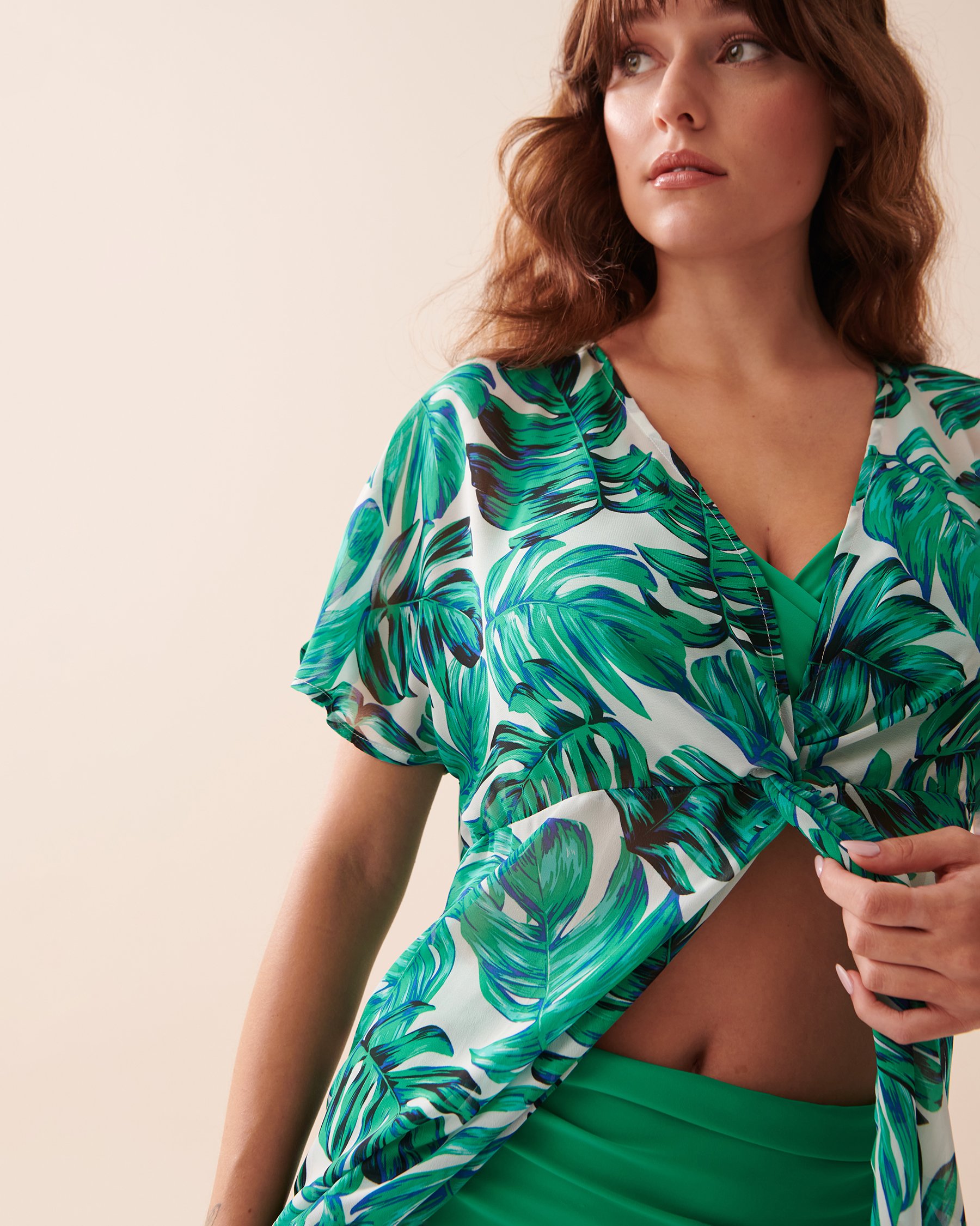 LA VIE EN ROSE AQUA Tunique en chiffon Feuilles de palmier 80400050 - View3