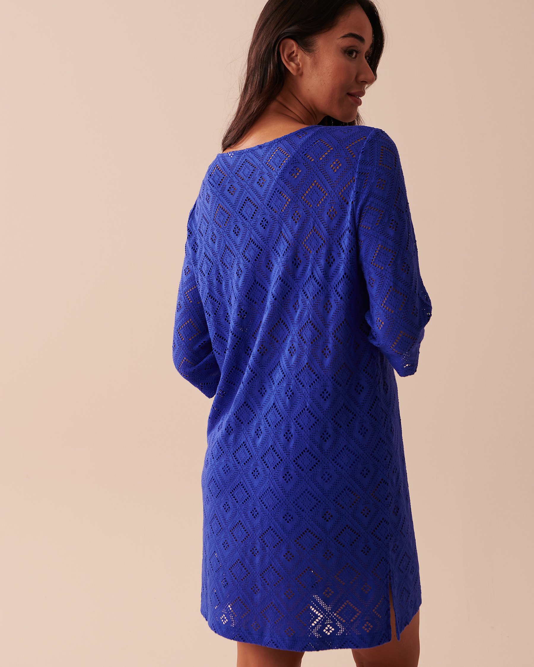 LA VIE EN ROSE AQUA Crochet Tunic Deep Blue 80100019 - View2