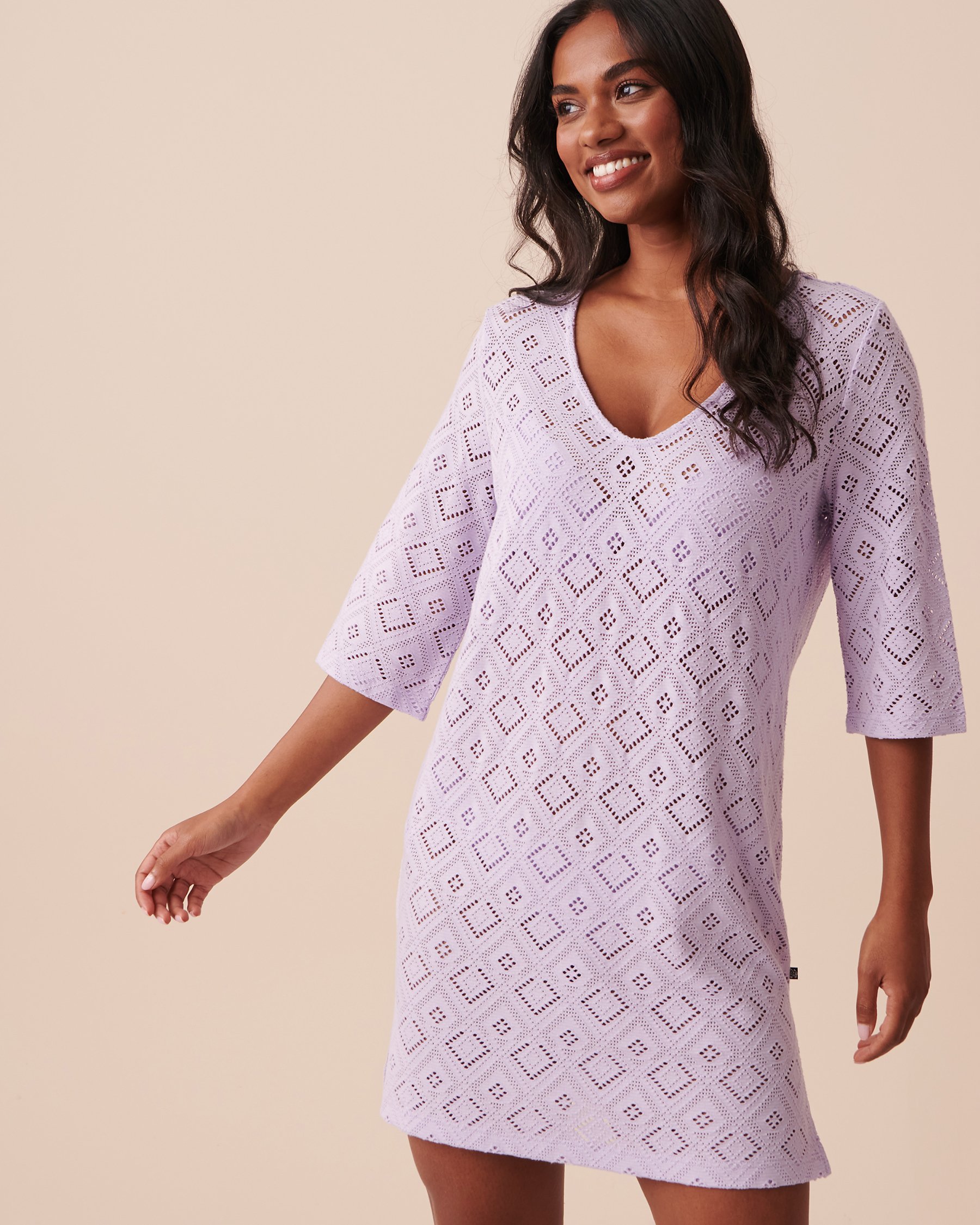 LA VIE EN ROSE AQUA Crochet Tunic Pastel Lilac 80100019 - View1