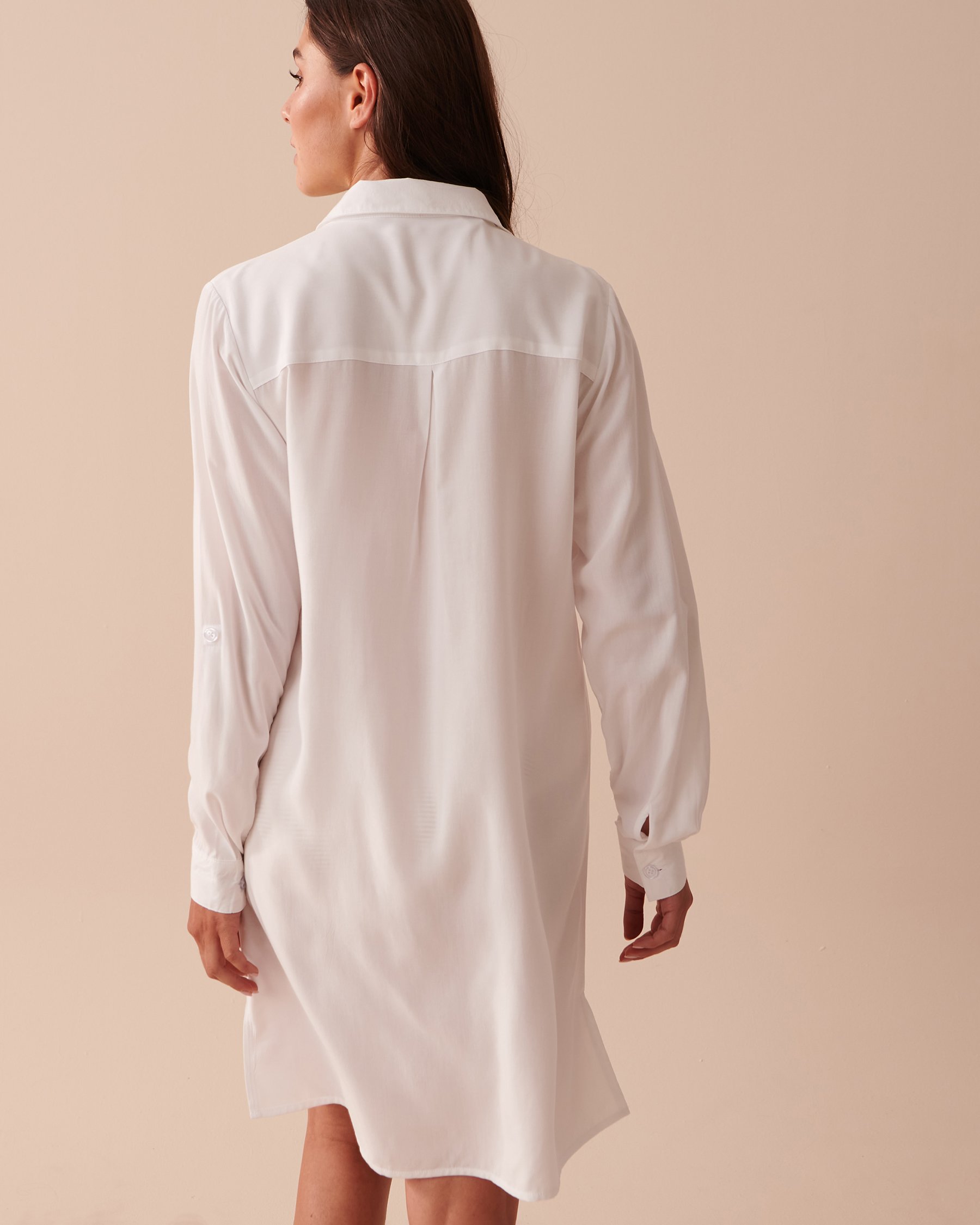 LA VIE EN ROSE AQUA Long Button-down Tunic Bright White 80400051 - View2