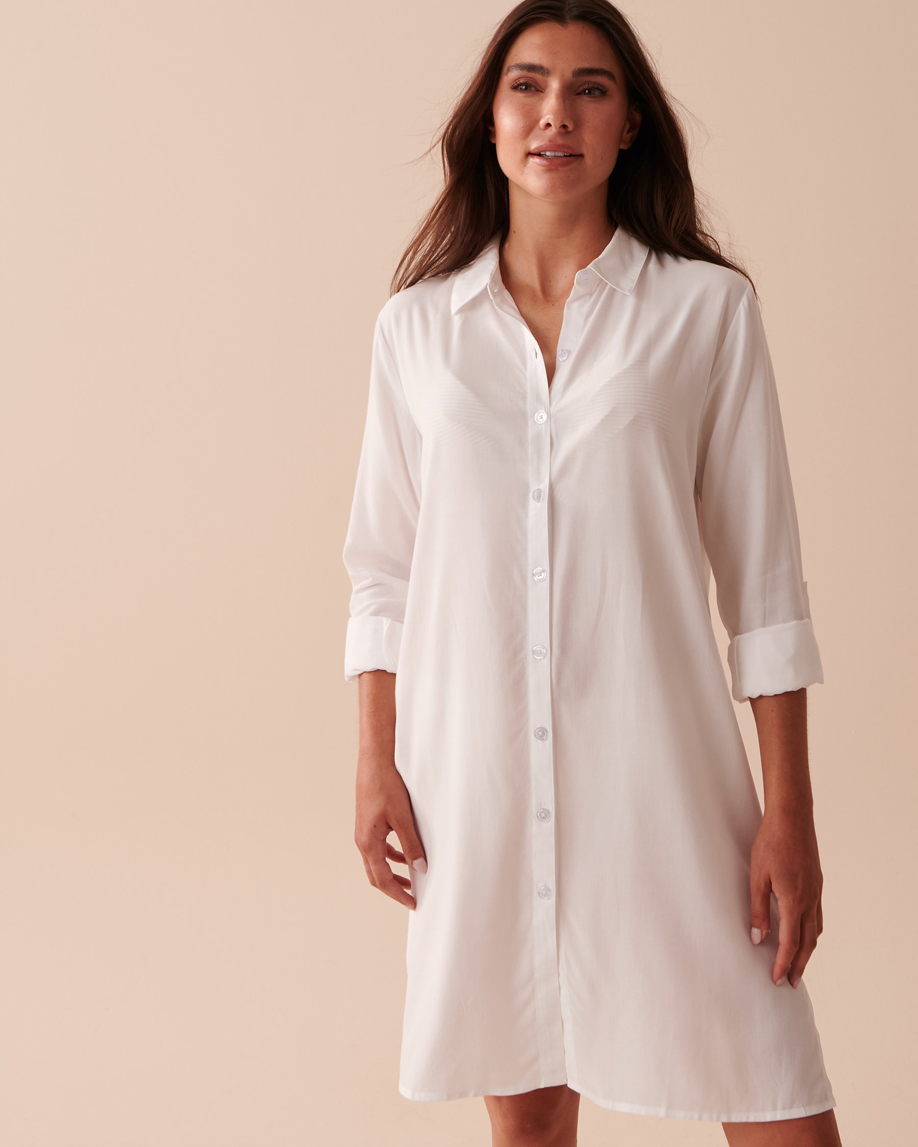 LA VIE EN ROSE AQUA Long Button-down Tunic Bright White 80400051 - View4