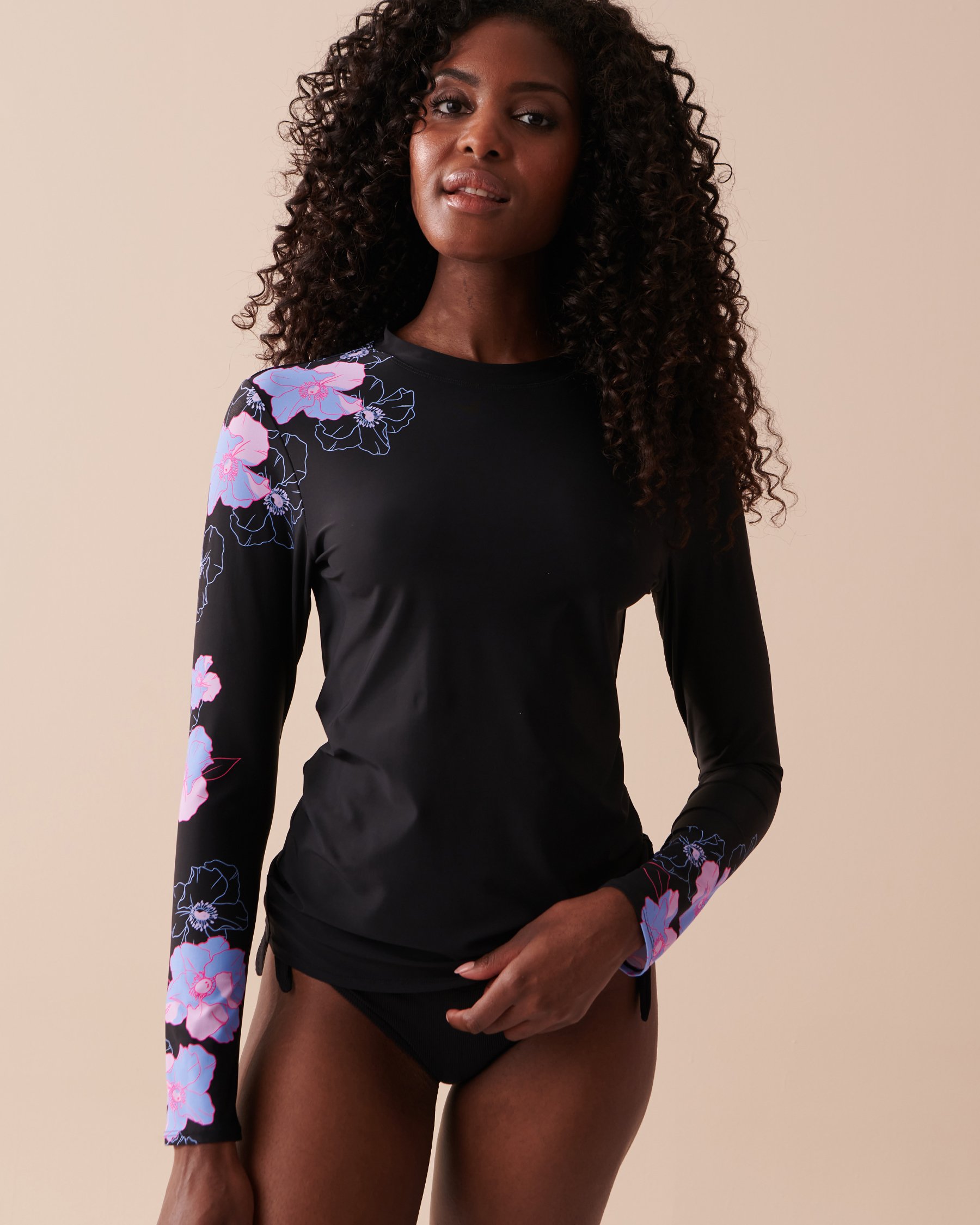 LA VIE EN ROSE AQUA NEON FLOWERS Long Sleeve Rashguard Neon Flowers 80100021 - View3