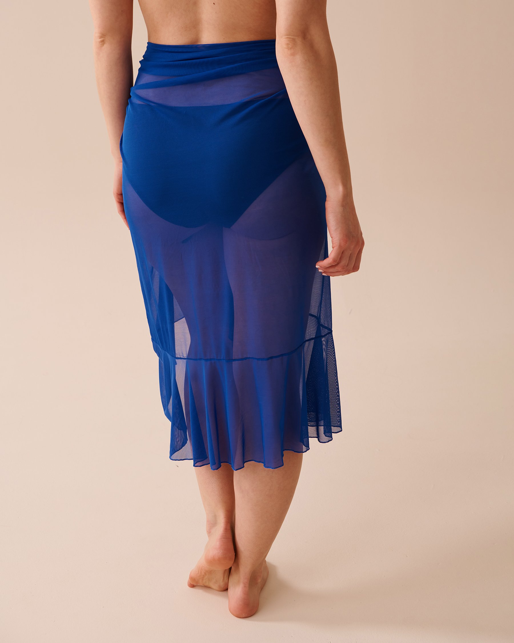 LA VIE EN ROSE AQUA Ruffle Mesh Pareo Deep Blue 80200046 - View2