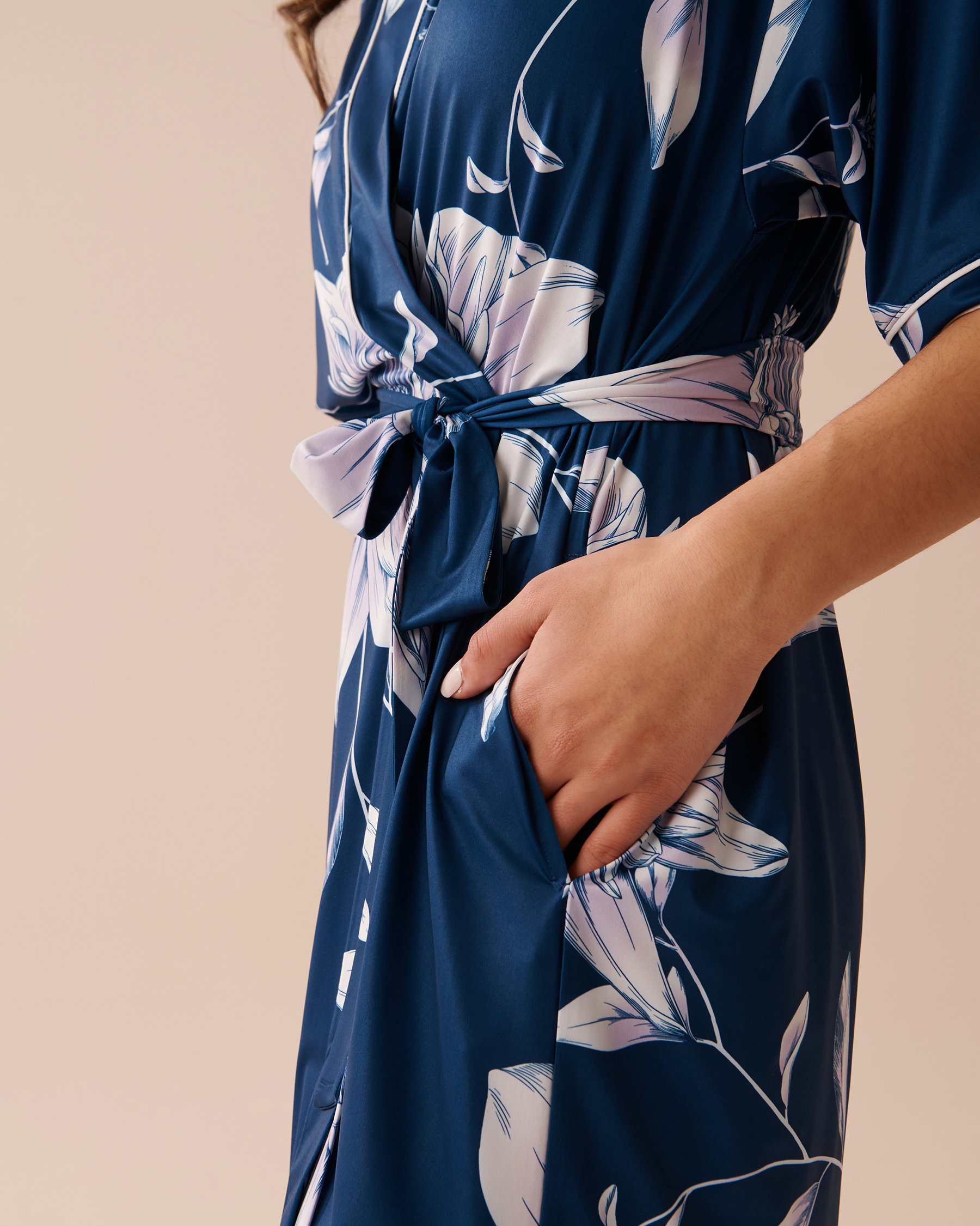 LA VIE EN ROSE Recycled Fibers Kimono Midnight Dahlias 60600072 - View8