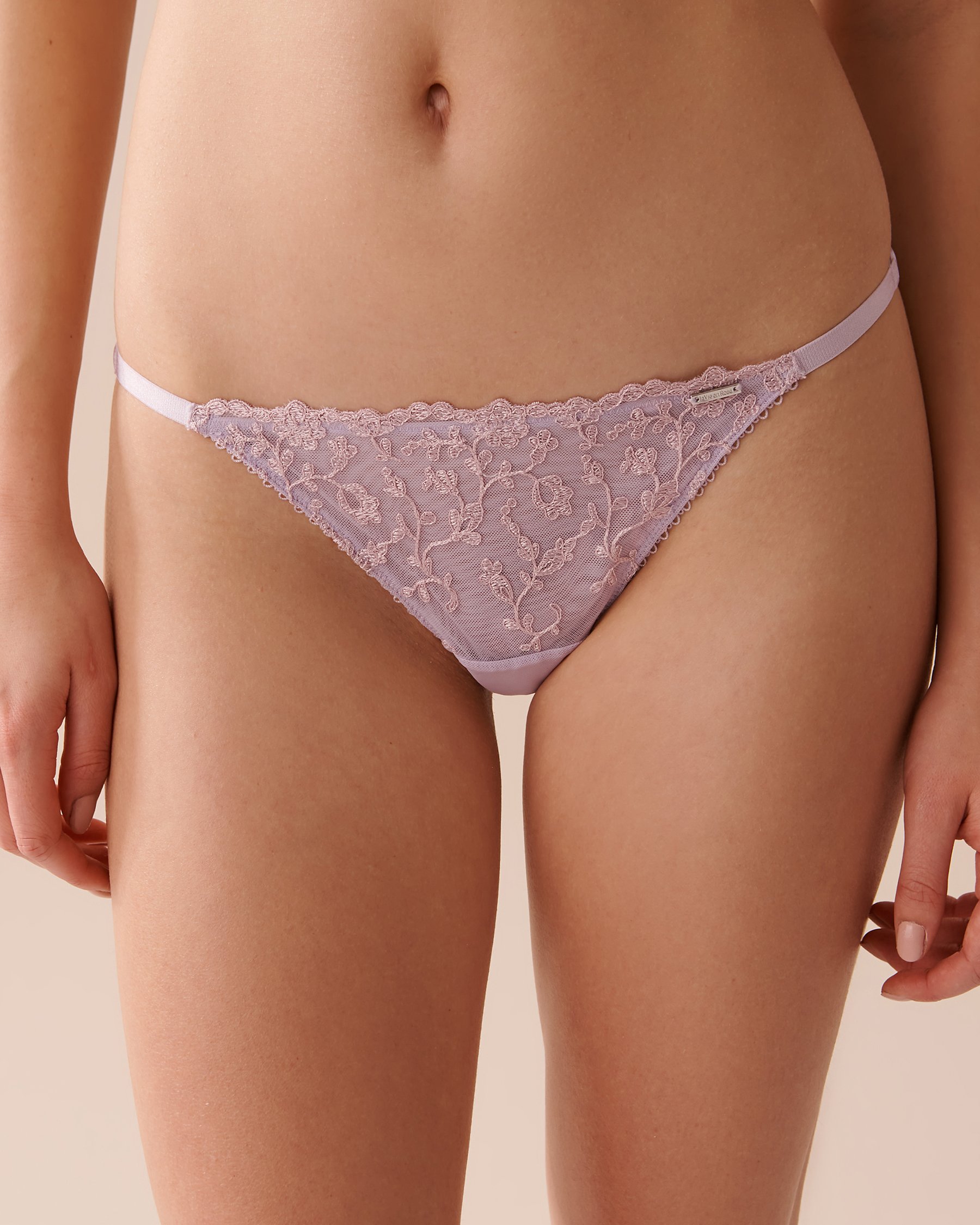 LA VIE EN ROSE Adjustable Embroidered Mesh String Panty Orchid Petal 20300296 - View1