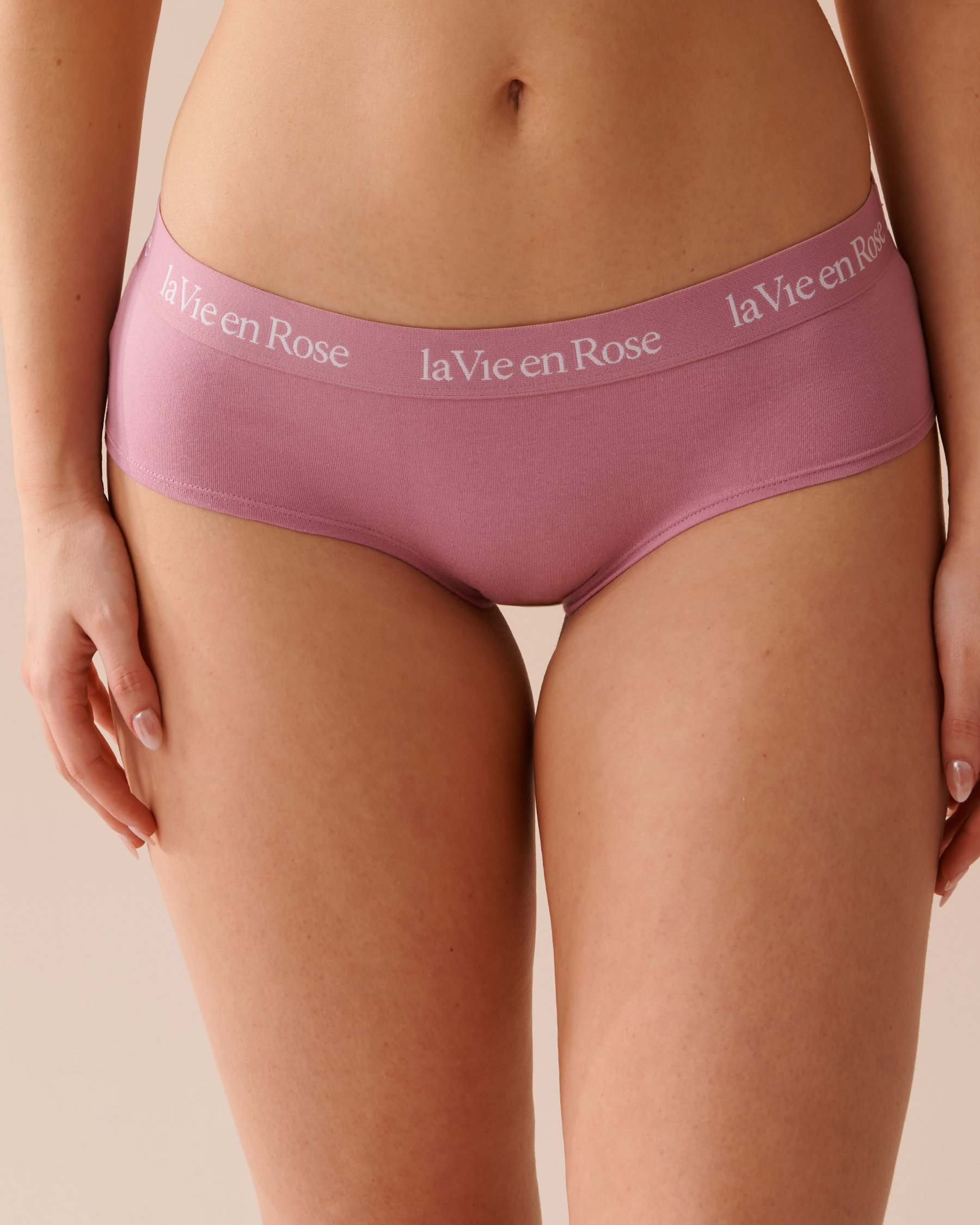 LA VIE EN ROSE Culotte aux hanches coton et bande élastique logo Orchidée 20100436 - View1