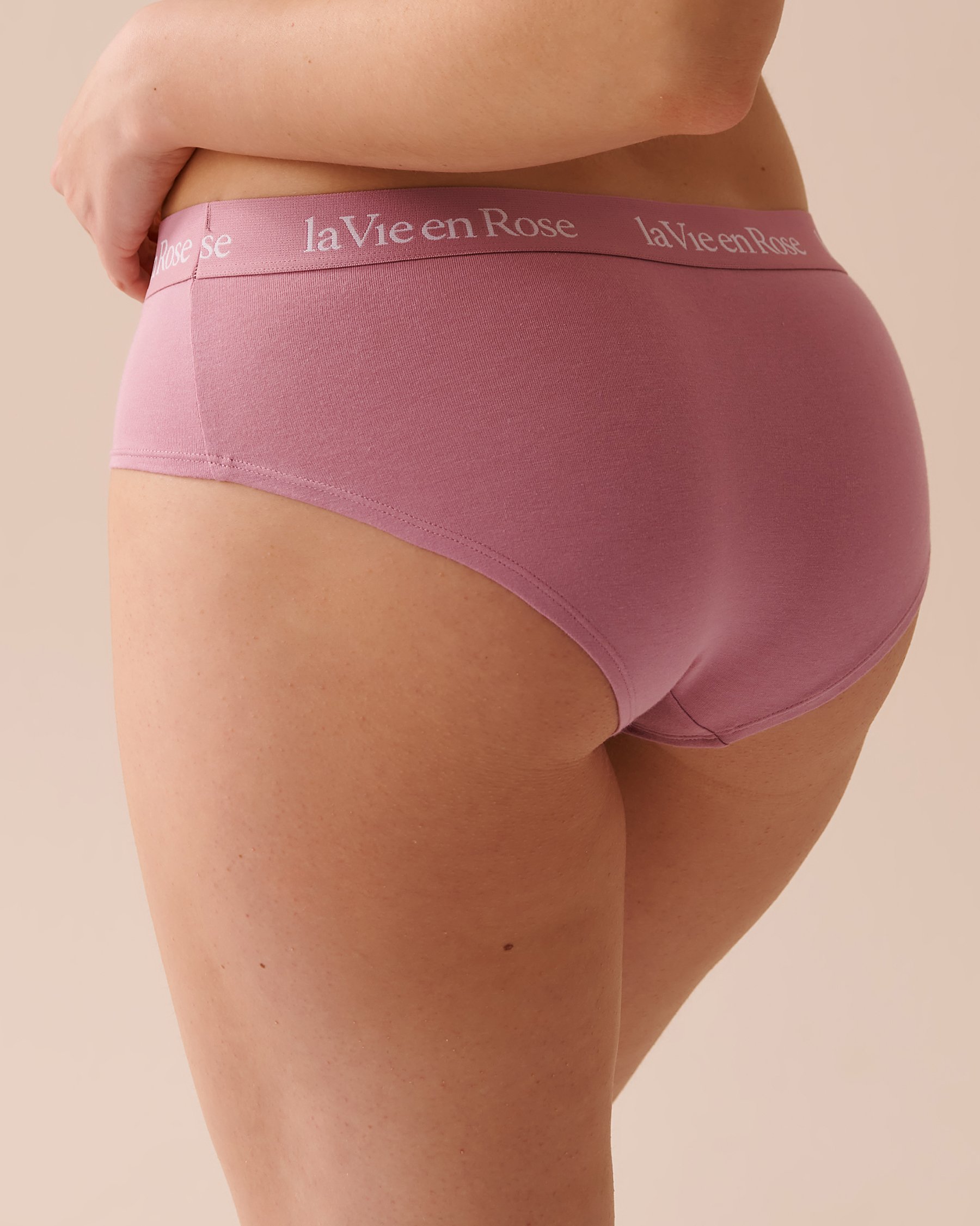 LA VIE EN ROSE Culotte aux hanches coton et bande élastique logo Orchidée 20100436 - View2