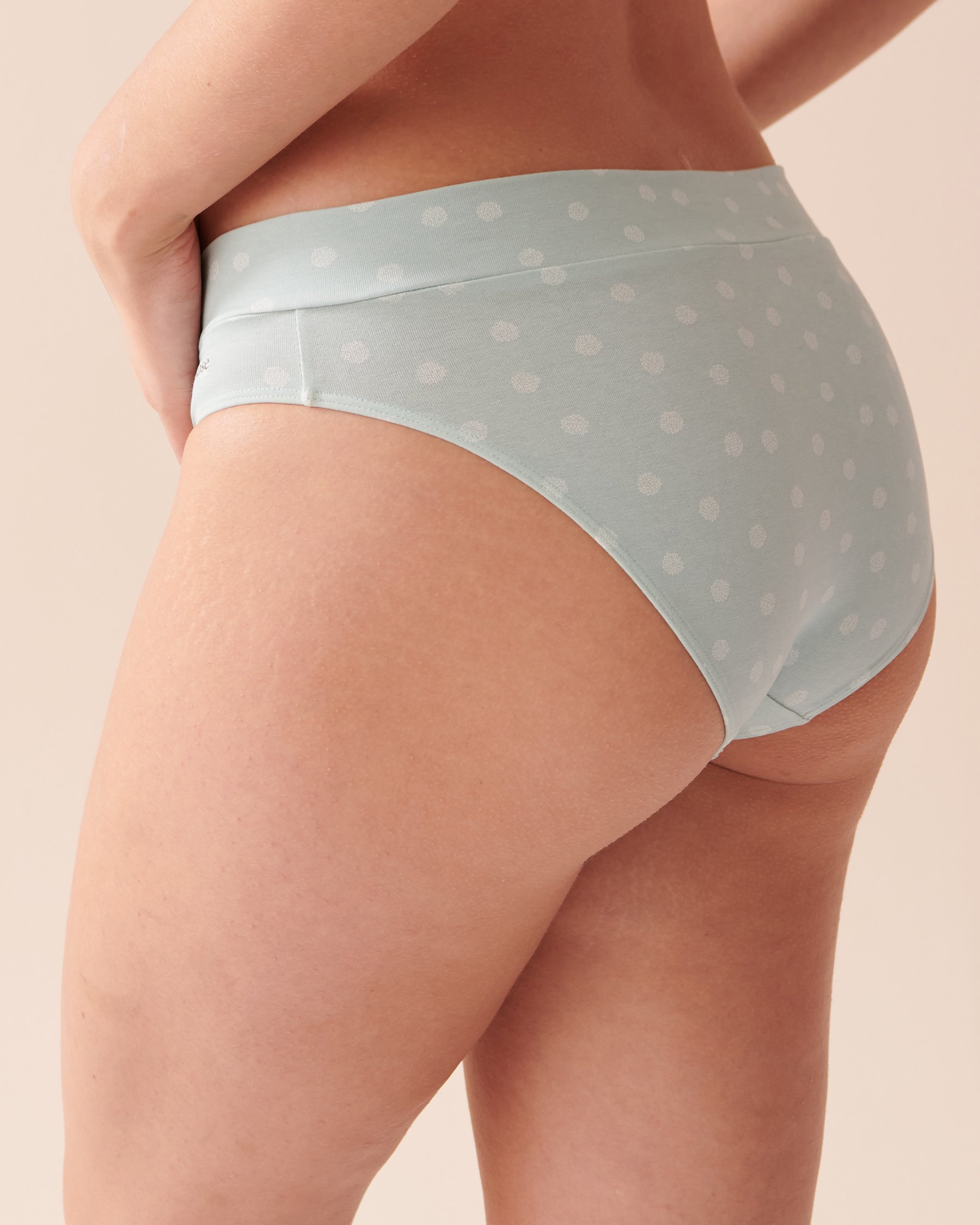 LA VIE EN ROSE Culotte bikini en coton Pois verts 20100422 - View2