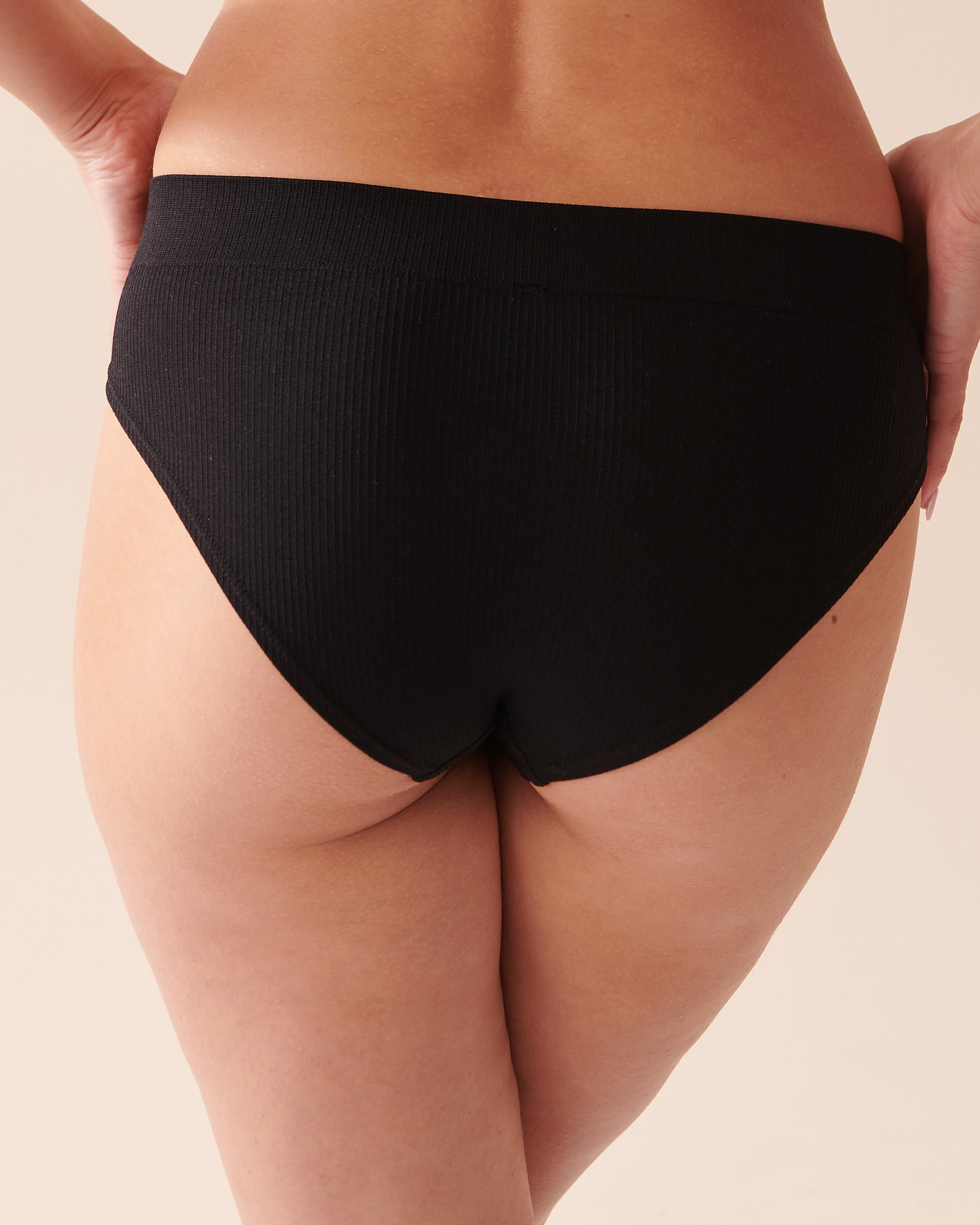 LA VIE EN ROSE Culotte aux hanches côtelée Noir 20200461 - Voir2