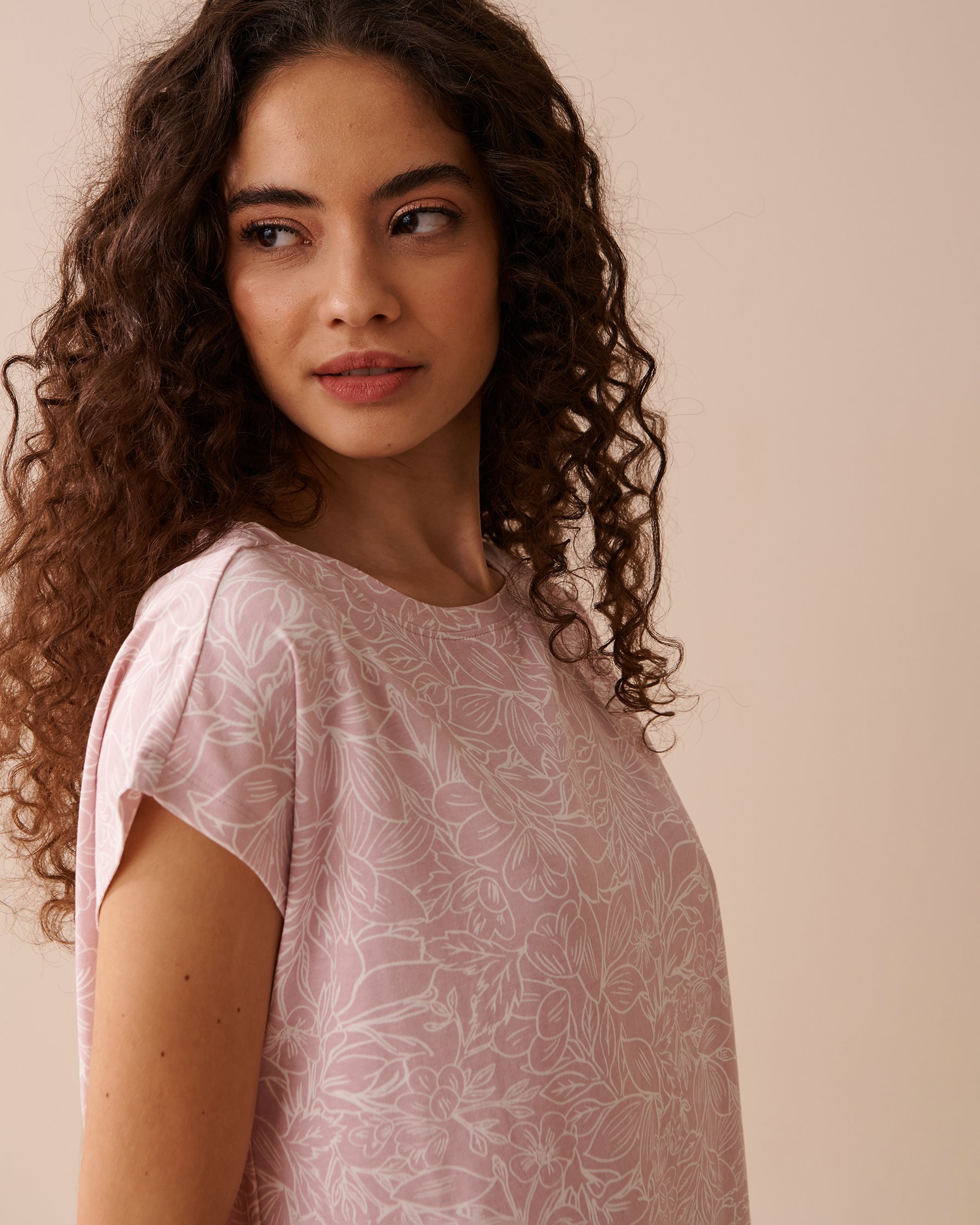 LA VIE EN ROSE T-shirt col rond à fleurs Rose poudré floral 40100553 - Voir3