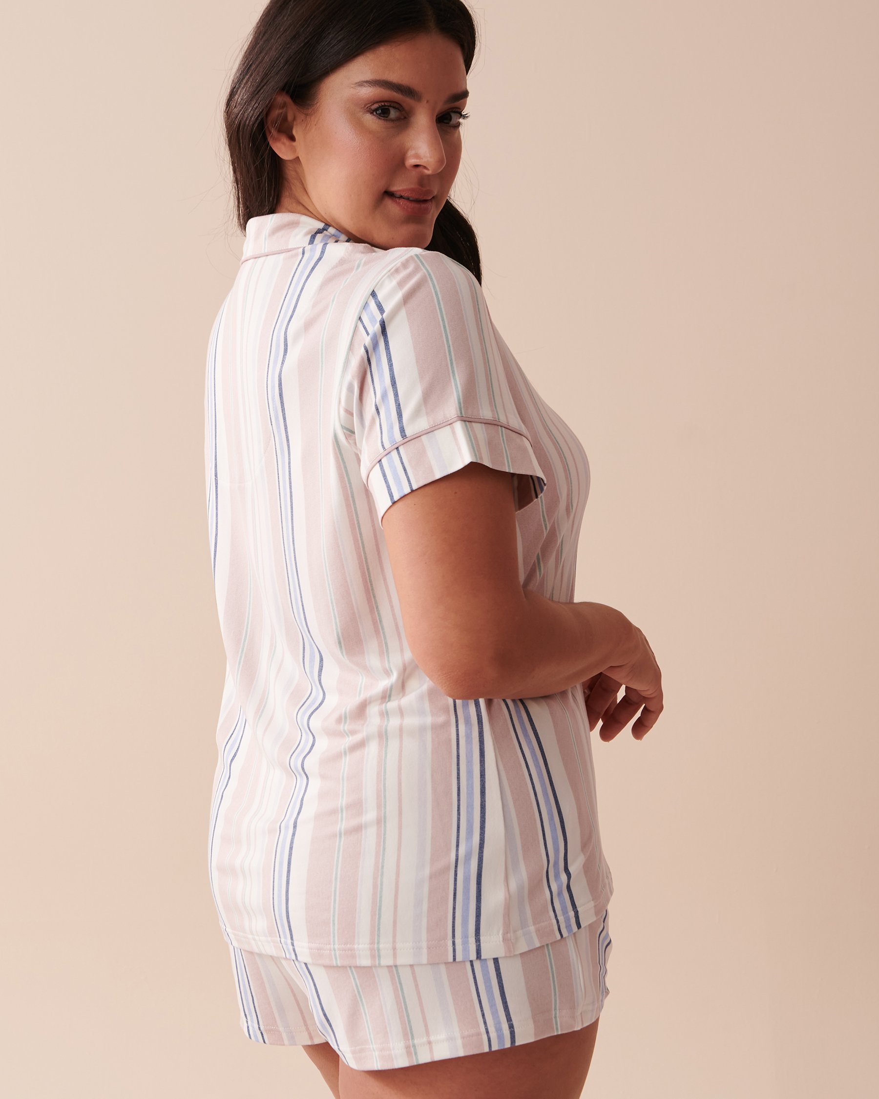 LA VIE EN ROSE Pastel Stripes Super Soft Button-down Shirt Pastel Stripes 40100558 - View2