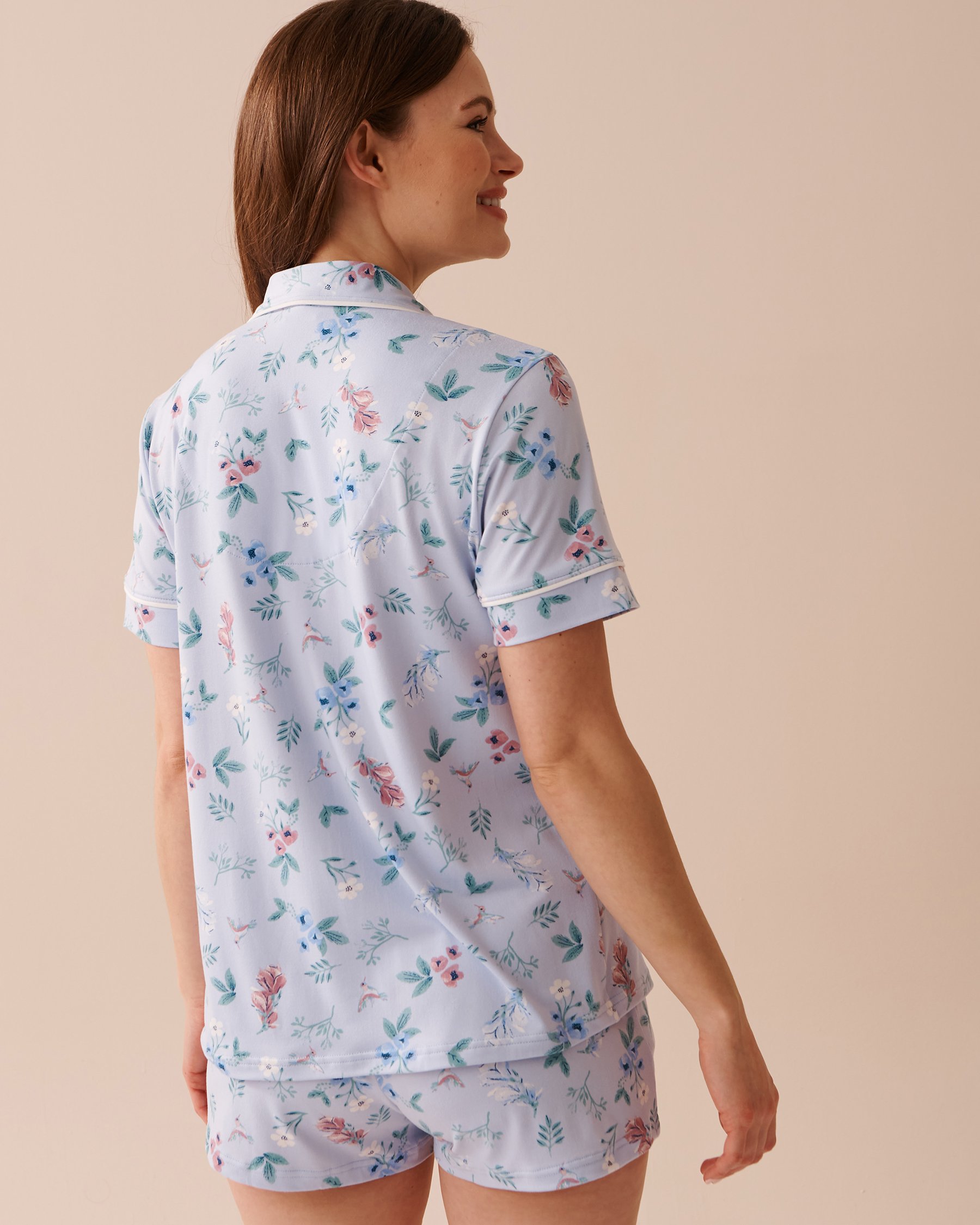 LA VIE EN ROSE Floral Super Soft Short Sleeve Button-down Shirt Spring Garden 40100559 - View2