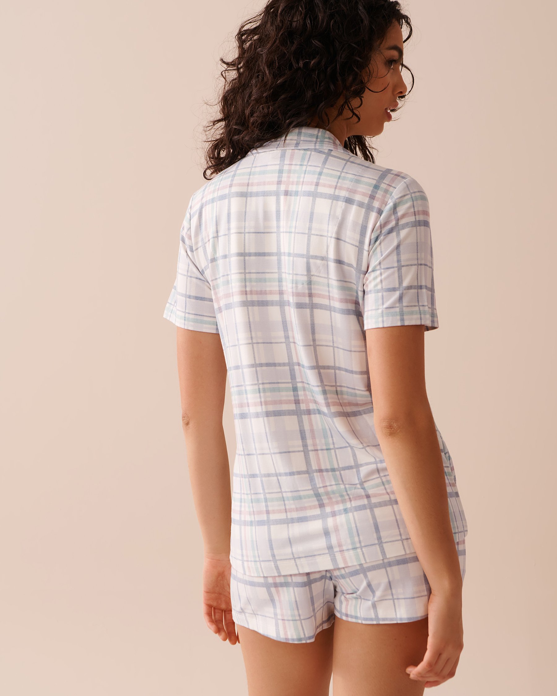 LA VIE EN ROSE Pastel Plaid Bamboo Button-down Shirt Pastel Plaid 40100562 - View2