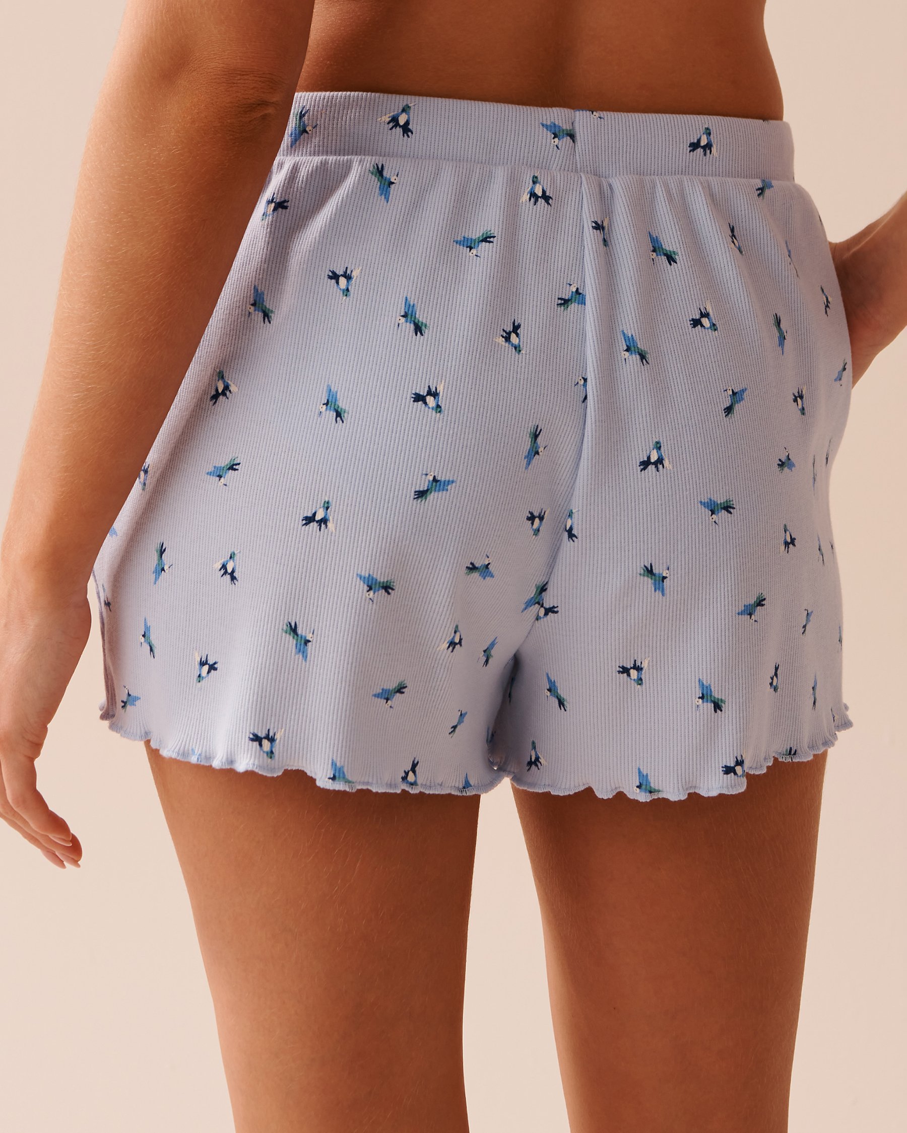 LA VIE EN ROSE Short côtelé bordures frisons Petits oiseaux 40200538 - Voir2