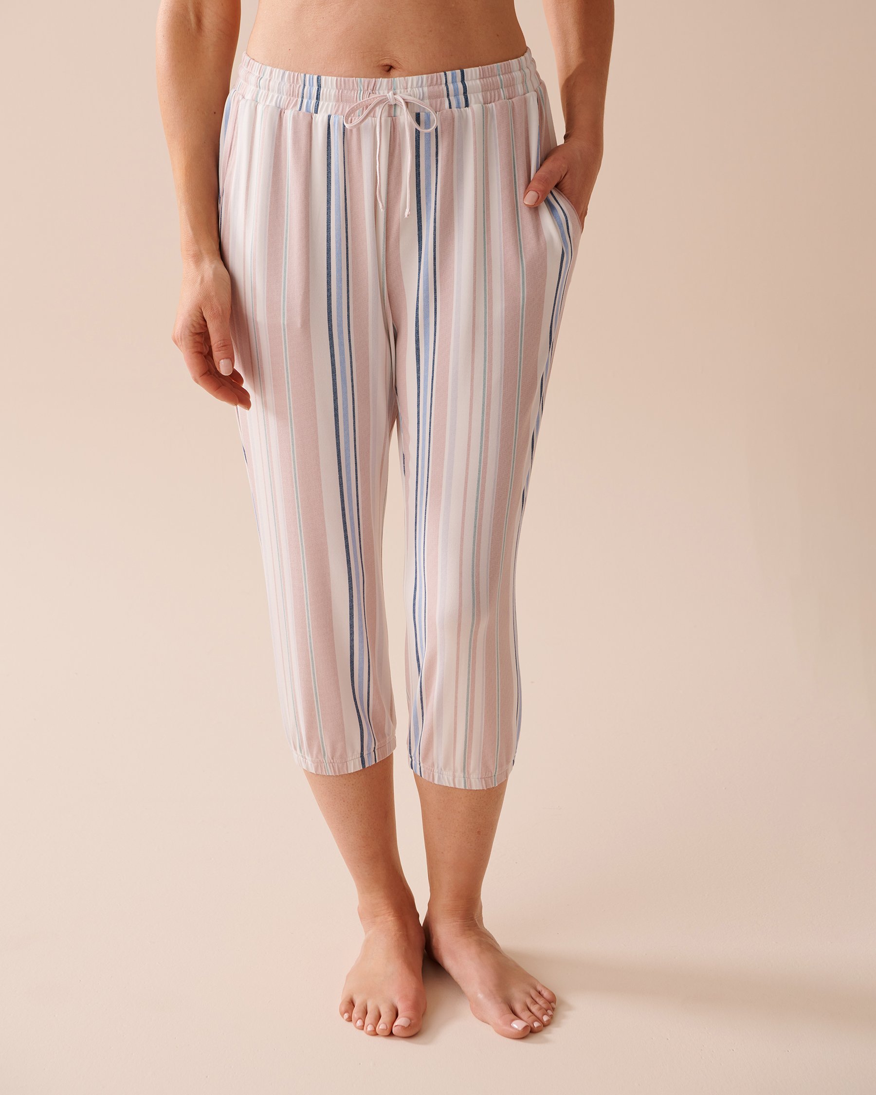 LA VIE EN ROSE Pastel Stripes Super Soft Capris Pastel Stripes 40200550 - View1