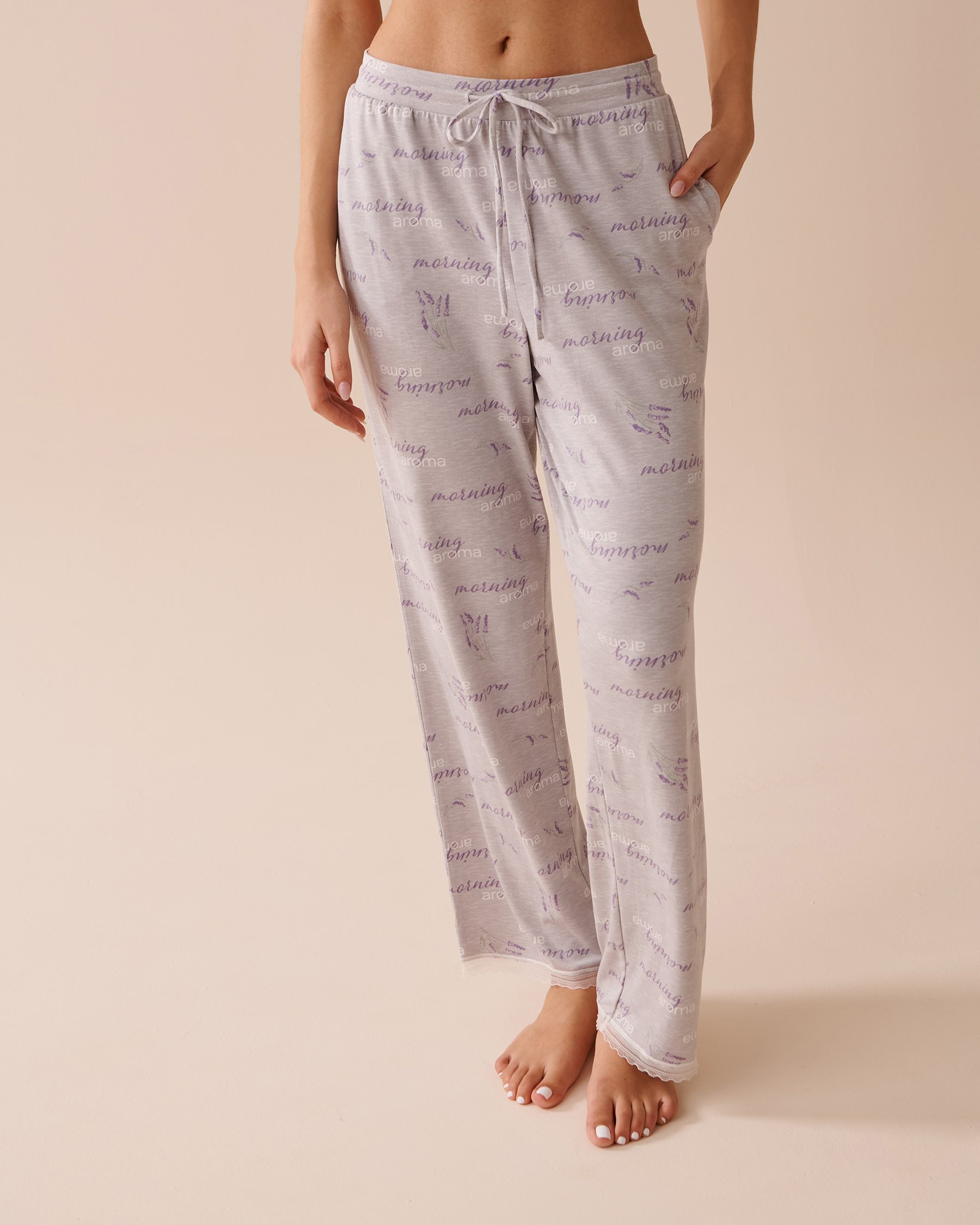 LA VIE EN ROSE Pantalon de pyjama ultra doux Mélange gris clair 40200558 - Voir1