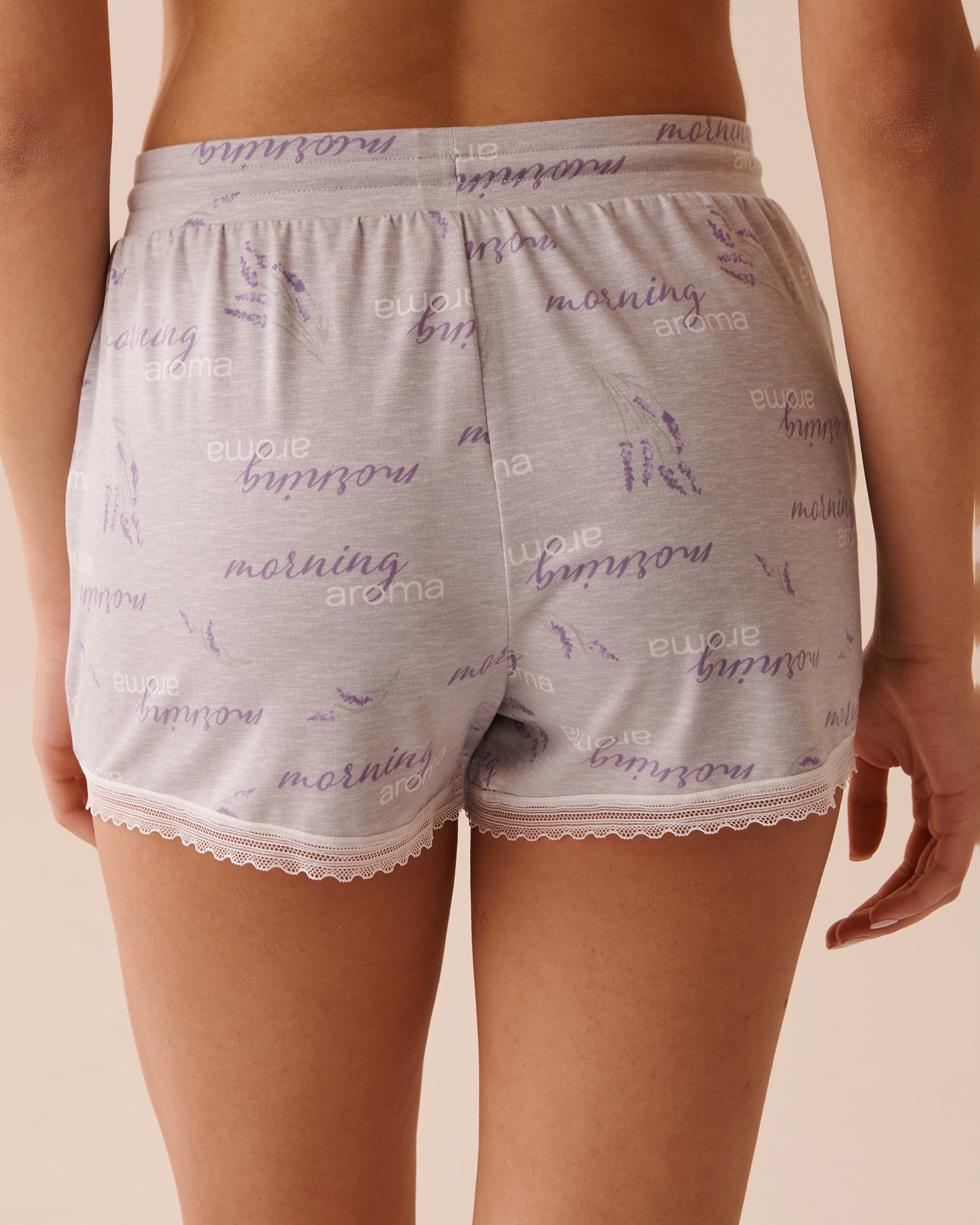 LA VIE EN ROSE Super Soft Pajama Shorts Light Grey Mix 40200559 - View2