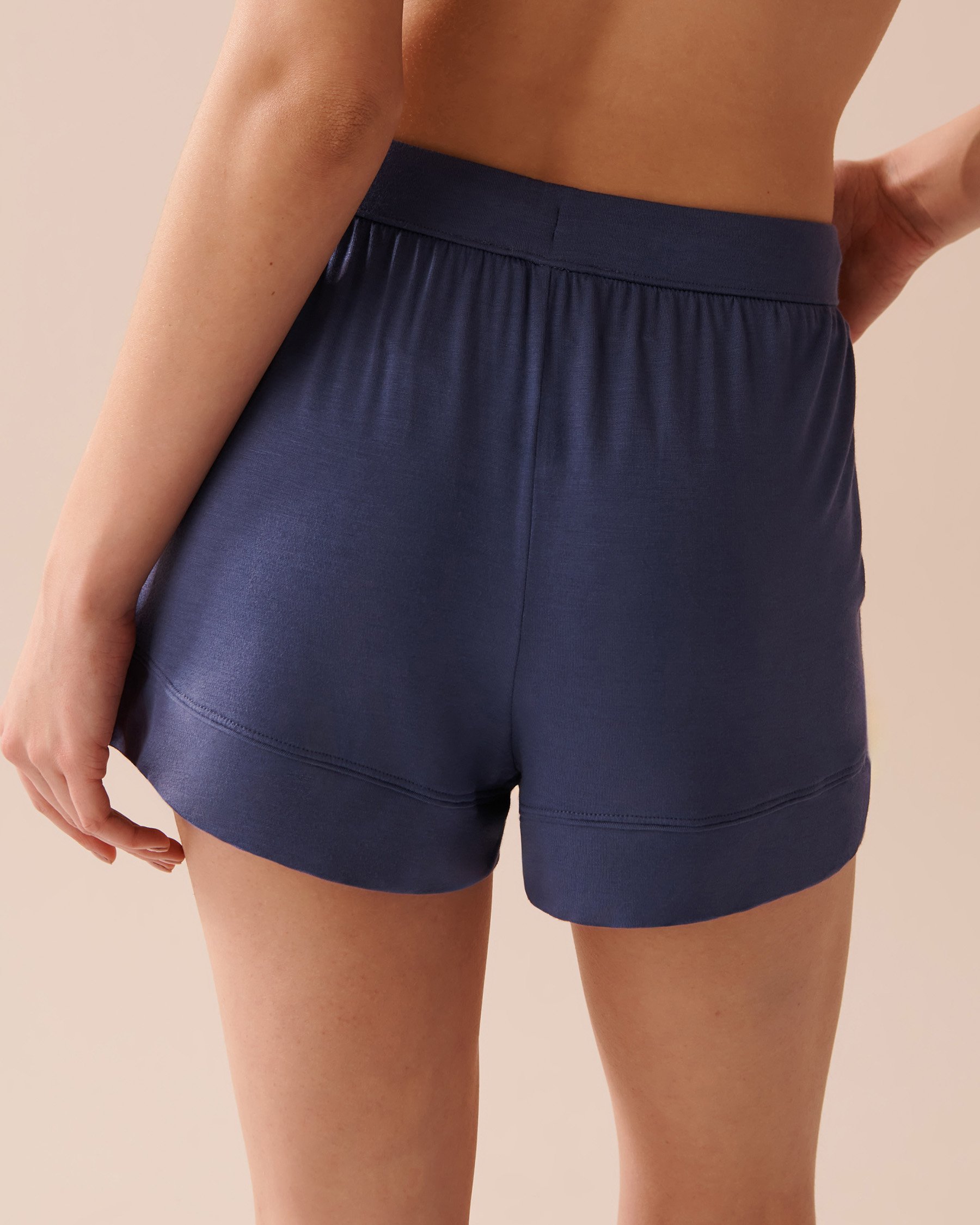 LA VIE EN ROSE Soft Jersey Pajama Shorts Midnight blue 40200561 - View2