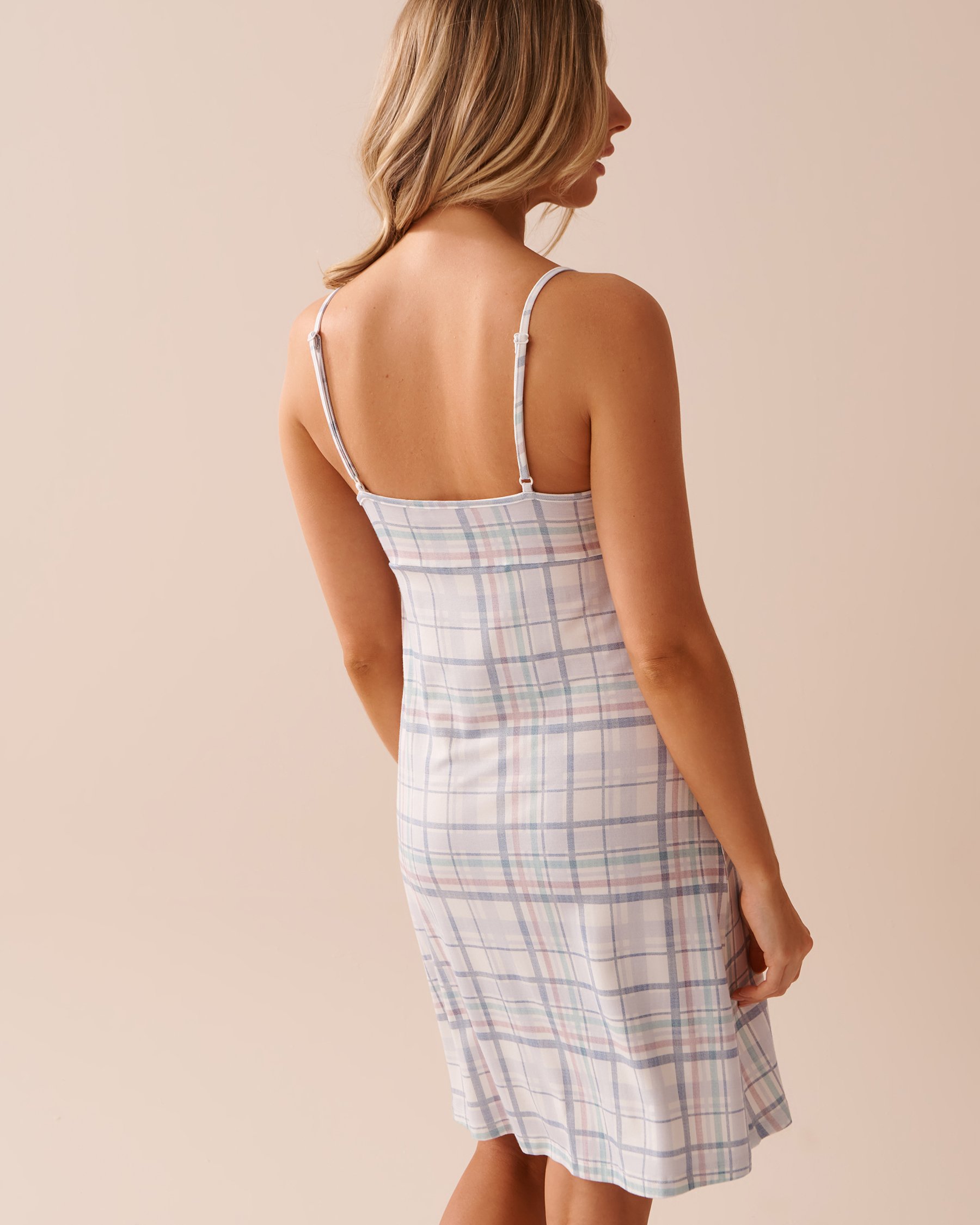 LA VIE EN ROSE Pastel Plaid Bamboo Nightie Pastel Plaid 40500345 - View2