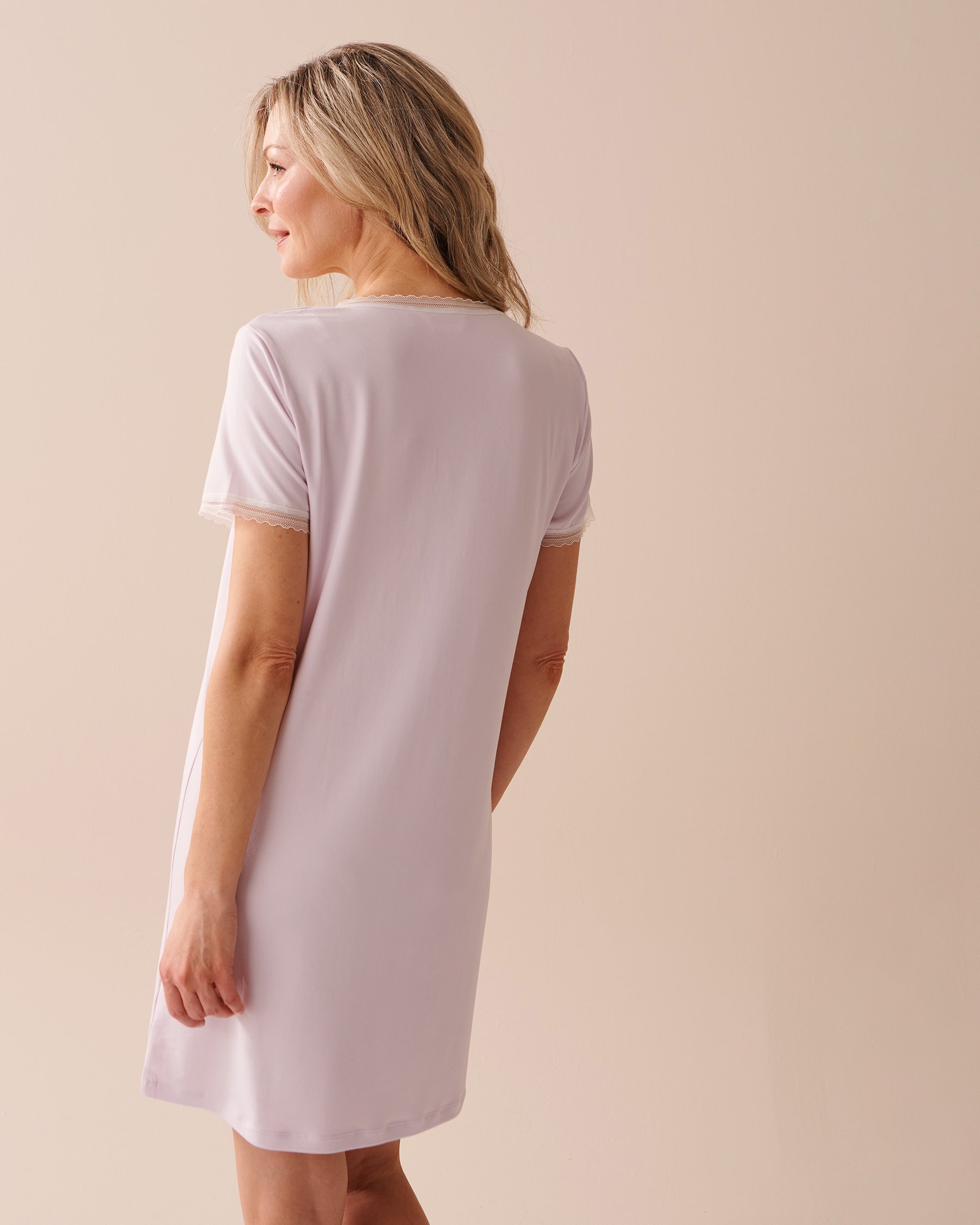 LA VIE EN ROSE Coffee & Lavender Print Super Soft Short Sleeve Sleepshirt Lavender 40500347 - View2