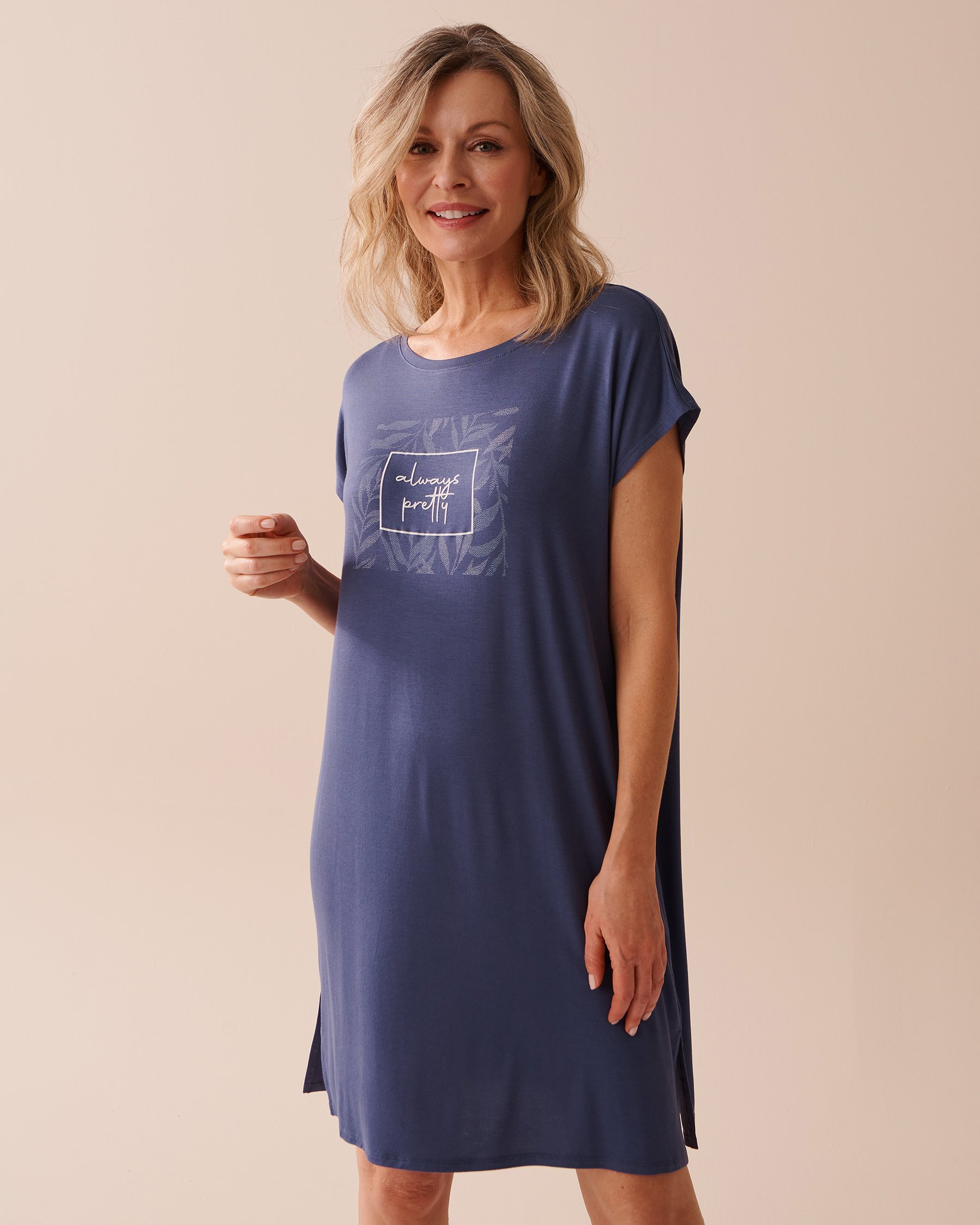 LA VIE EN ROSE Soft Jersey Short Sleeve Sleepshirt Midnight blue 40500350 - View1