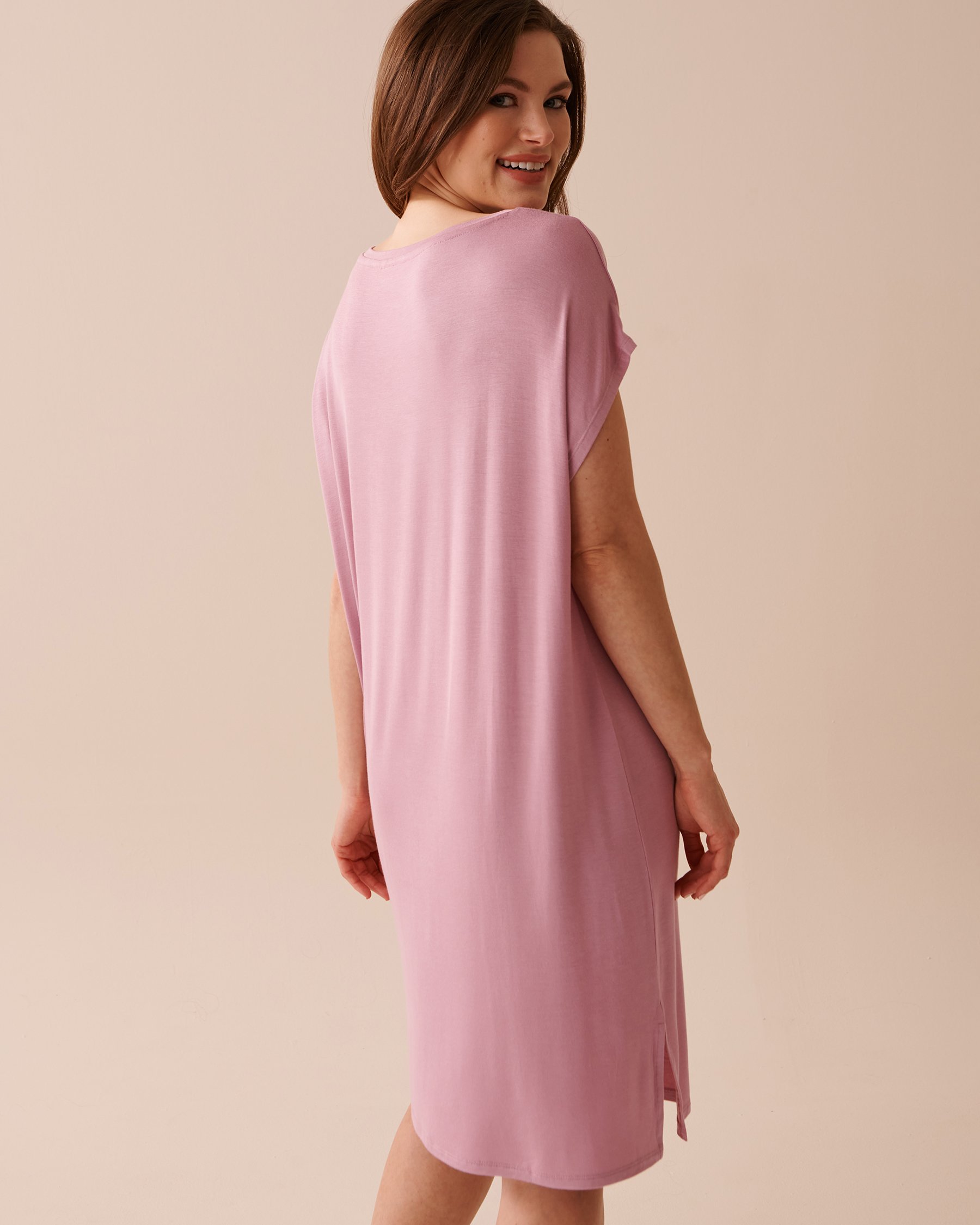 LA VIE EN ROSE Soft Jersey Short Sleeve Sleepshirt Orchid Haze 40500350 - View2